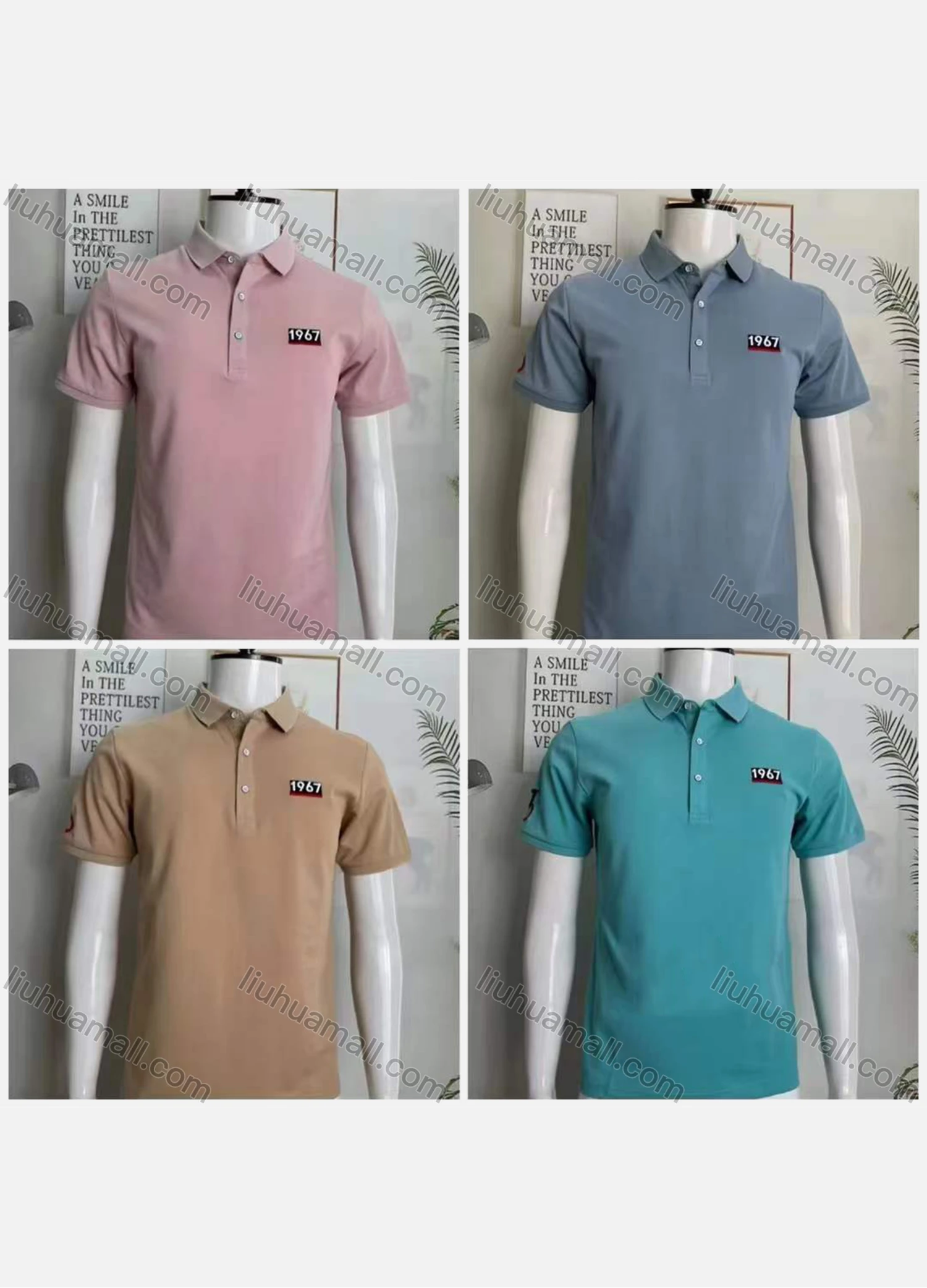 Wholesale Men's Casual Plain Labeled Short Sleeve Polo Shirt 163226# - Liuhuamall