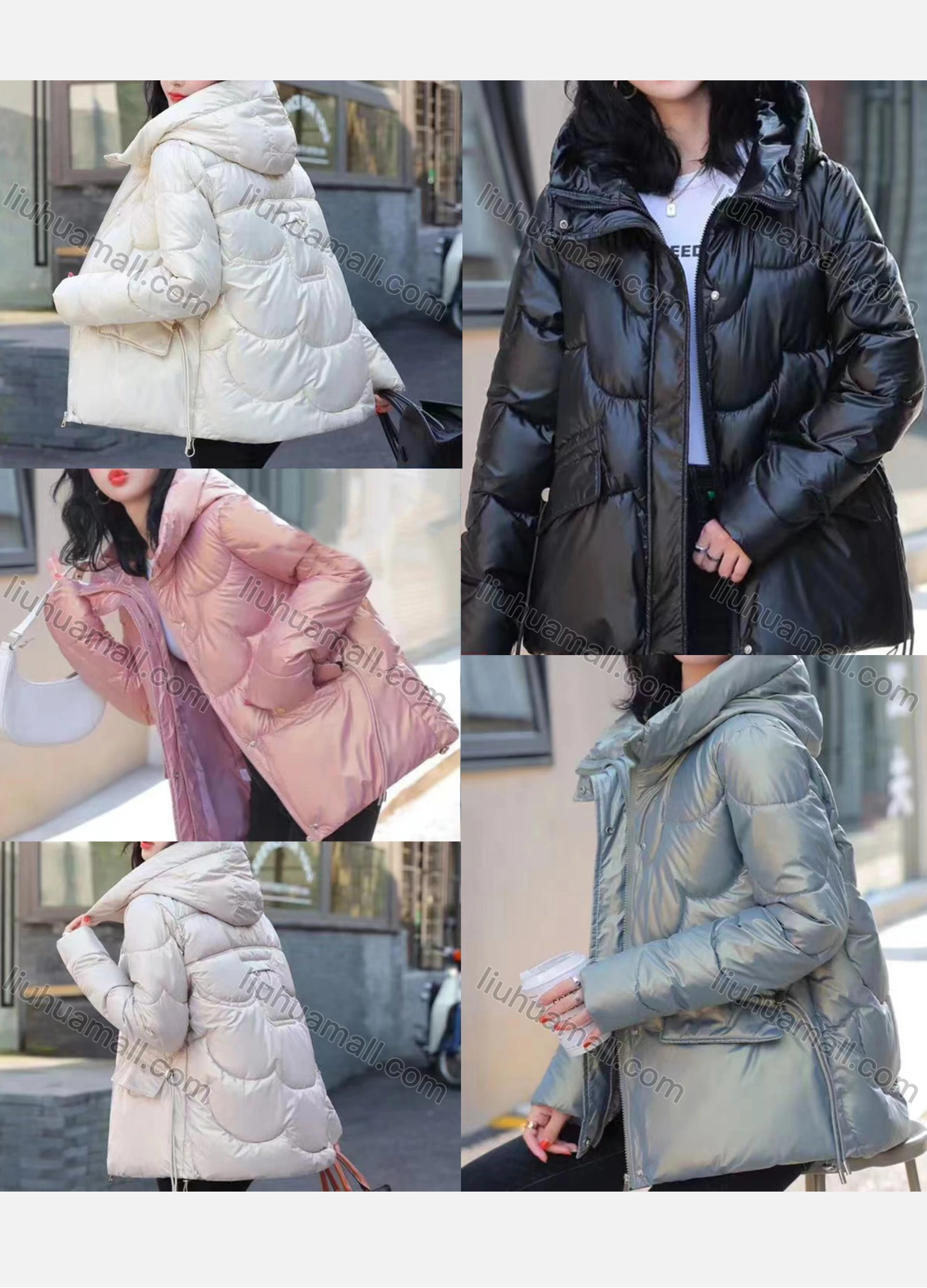 Wholesale Women's Casual Plain Hooded Pockets Zipper Quilted Puffer Coat 208# - Liuhuamall