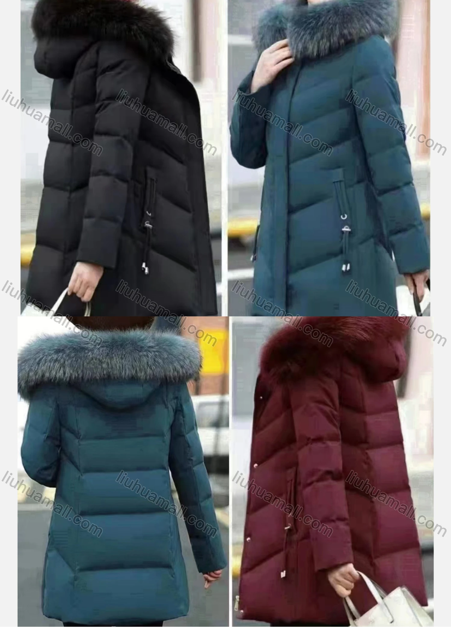 Wholesale Women's Casual Fuzzy Hooded Pockets Zipper Quilted Puffer Coat 216# - Liuhuamall