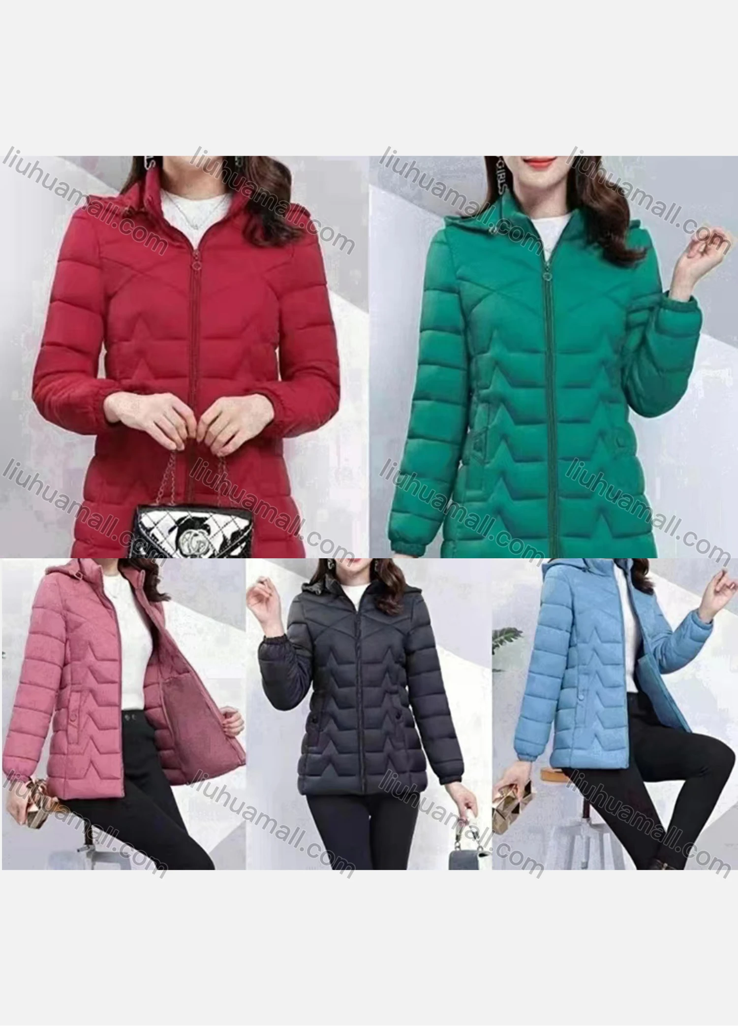 Wholesale Women's Casual Hooded Pockets Zipper Quilted Puffer Jacket 301# - Liuhuamall