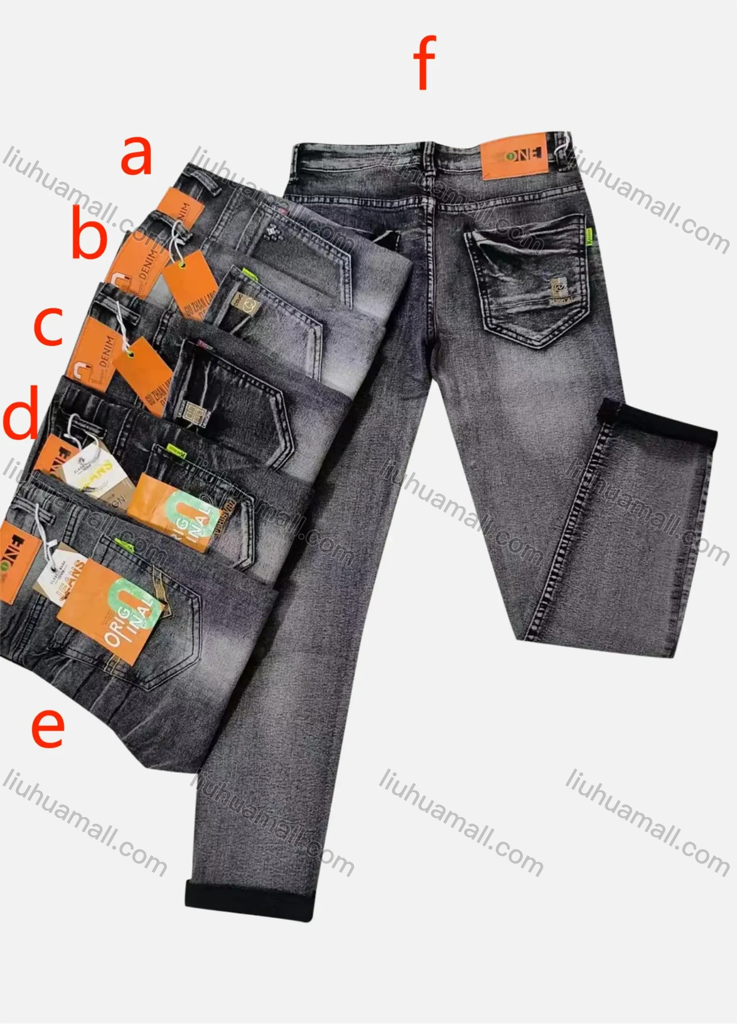 Wholesale Men's Casual Distressed Patch Pocket Straight Leg Rolled Hem Jean - Liuhuamall