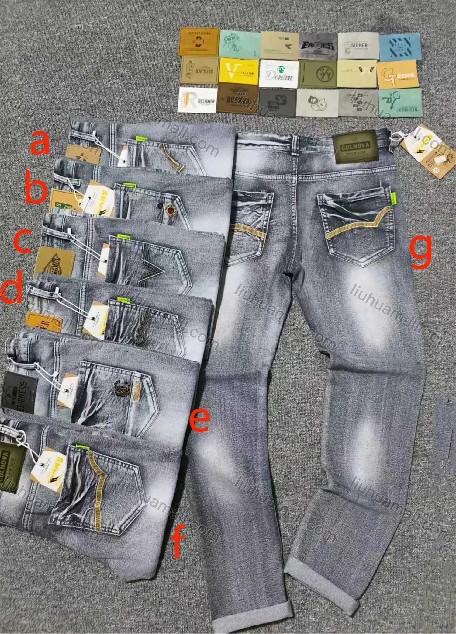 Wholesale Men's Casual Distressed Patch Pocket Straight Leg Rolled Hem Jean - Liuhuamall