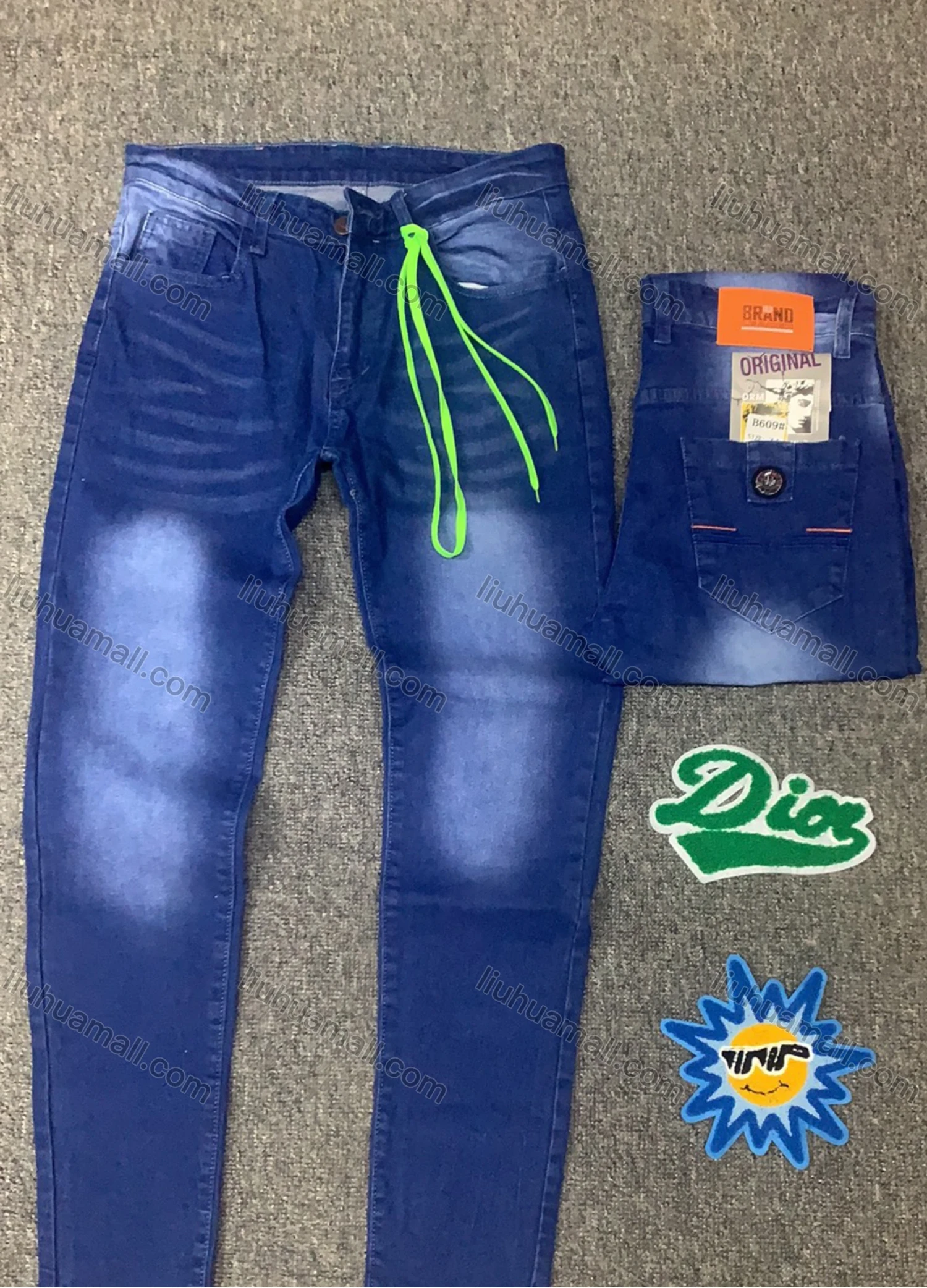 Wholesale Men's Casual Distressed Patch Pocket Straight Leg Jean - Liuhuamall