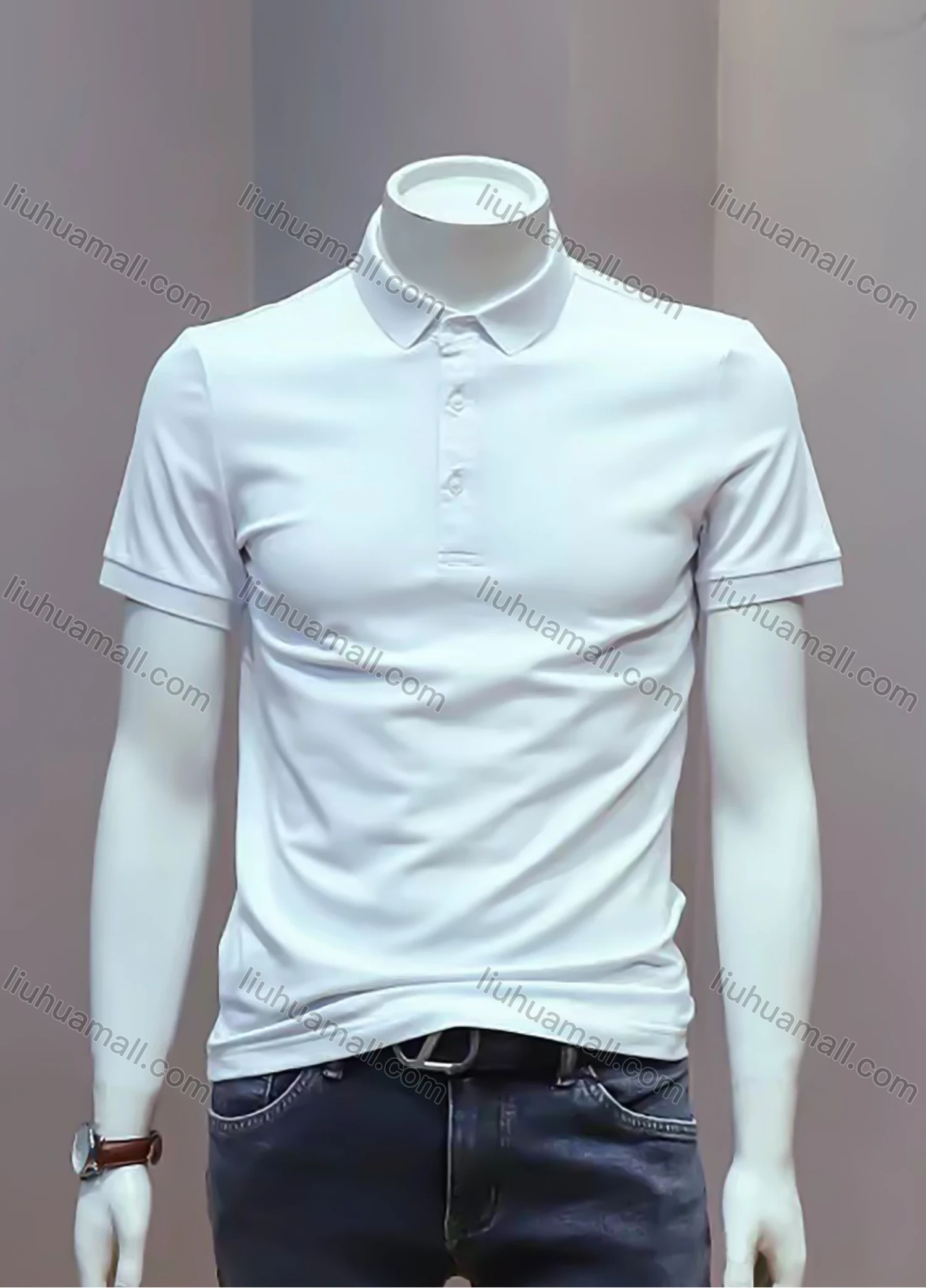 Wholesale Men's Basics 100%Cotton Slim Fit Plain Casual Short Sleeve Polo Shirt - Liuhuamall