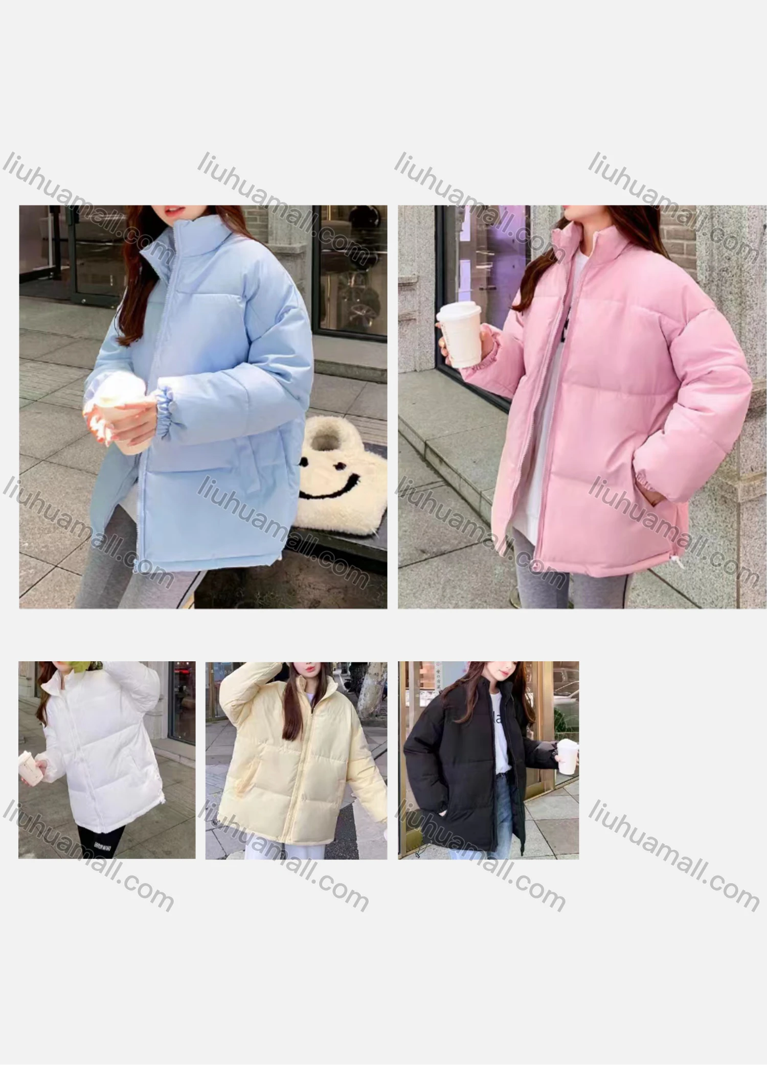 Wholesale Women's Casual High Neck Pockets Zipper Puffer Coat 2202# - Liuhuamall