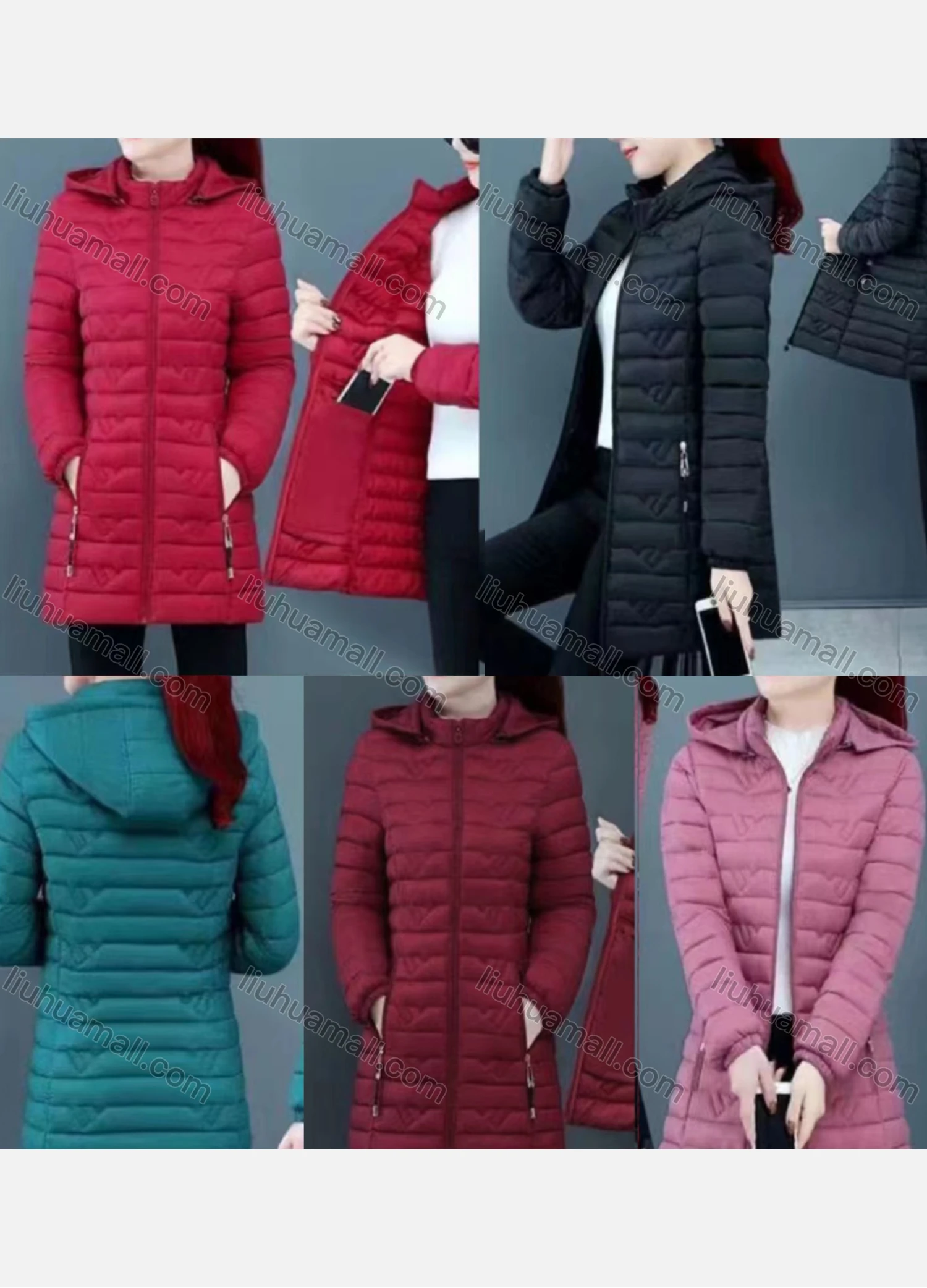 Wholesale Women's Casual Hooded Pockets Zipper Puffer Coat 2203 (2)# - Liuhuamall