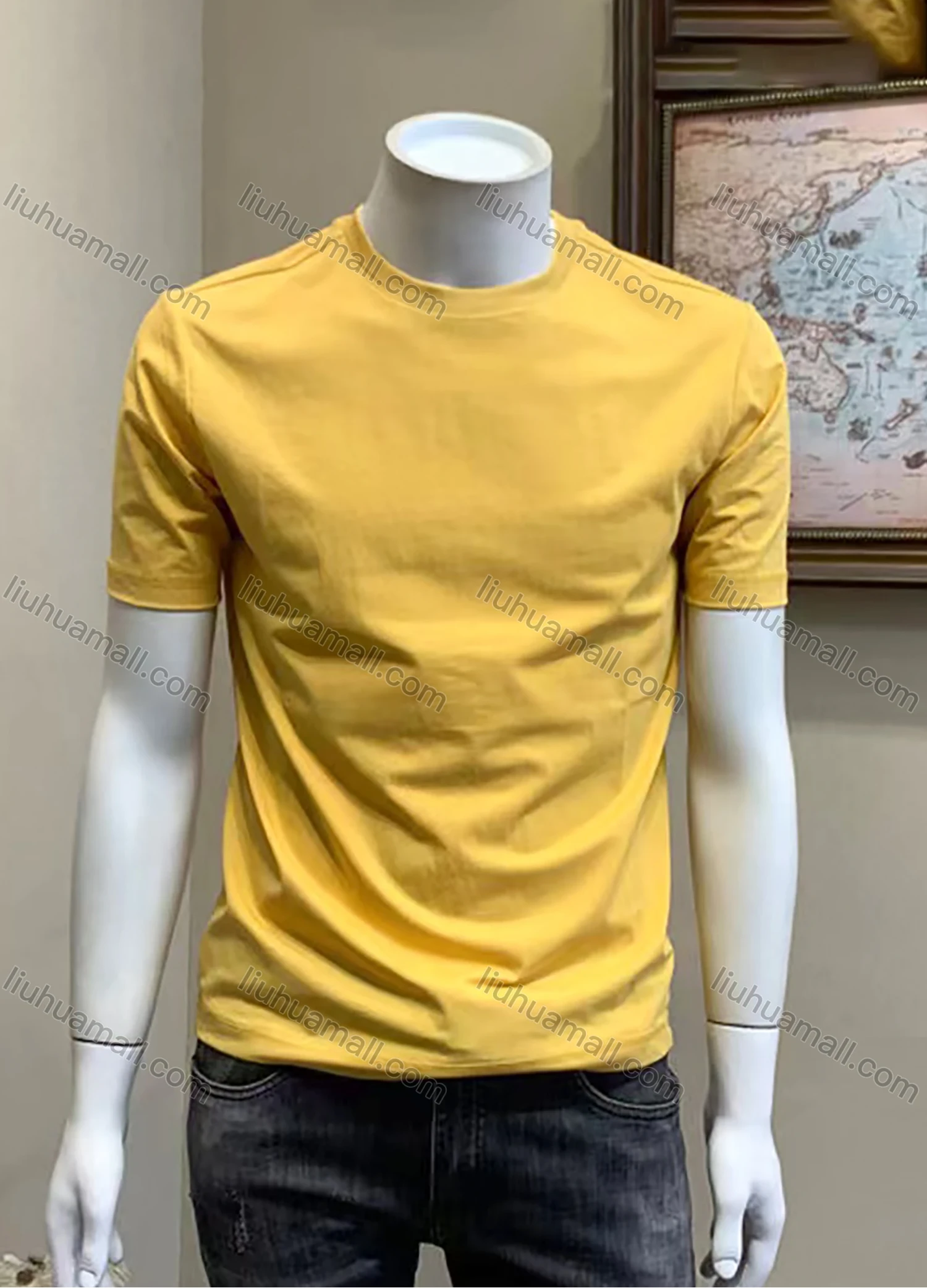 Wholesale Men's Plain 100% Cotton Round Neck Short Sleeve Basics T-shirt - Liuhuamall
