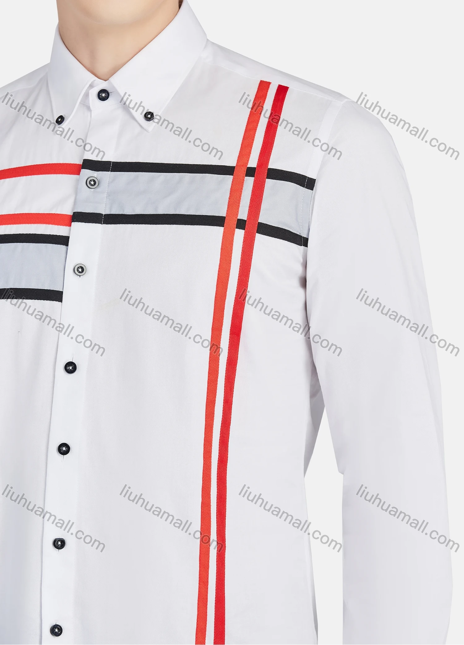 Wholesale Men's Casual Collared Long Sleeve Button Down Striped Shirt P001-3# - Liuhuamall