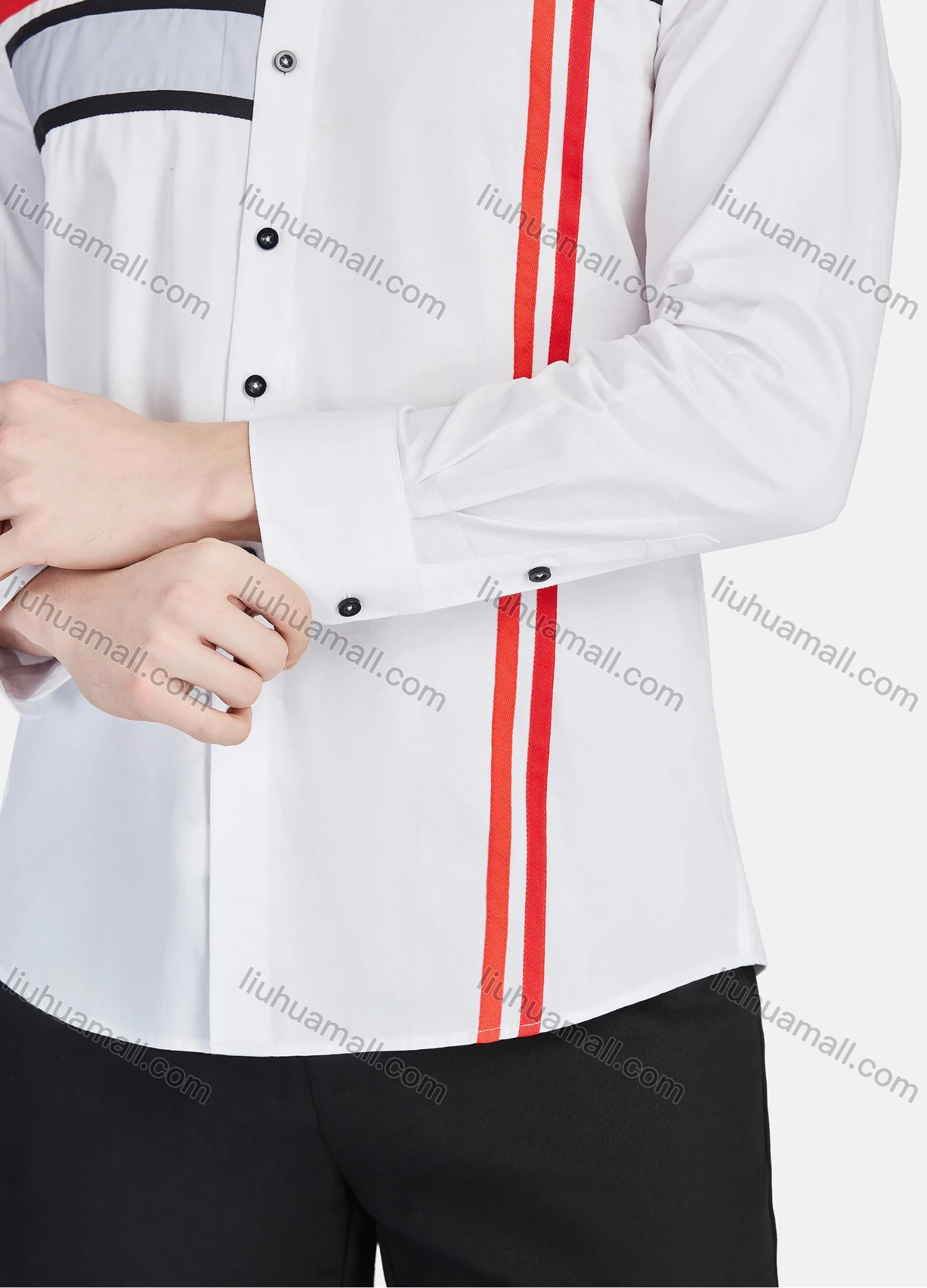 Wholesale Men's Casual Collared Long Sleeve Button Down Striped Shirt P001-3# - Liuhuamall