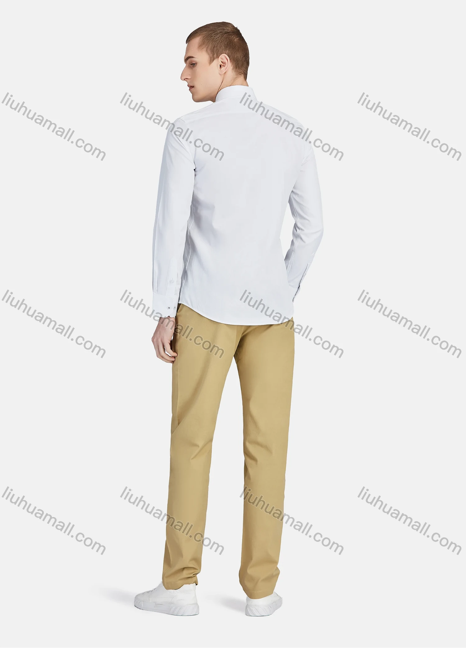 Wholesale Men's Casual Collared Long Sleeve Button Down Plain Shirt 590-1# - Liuhuamall