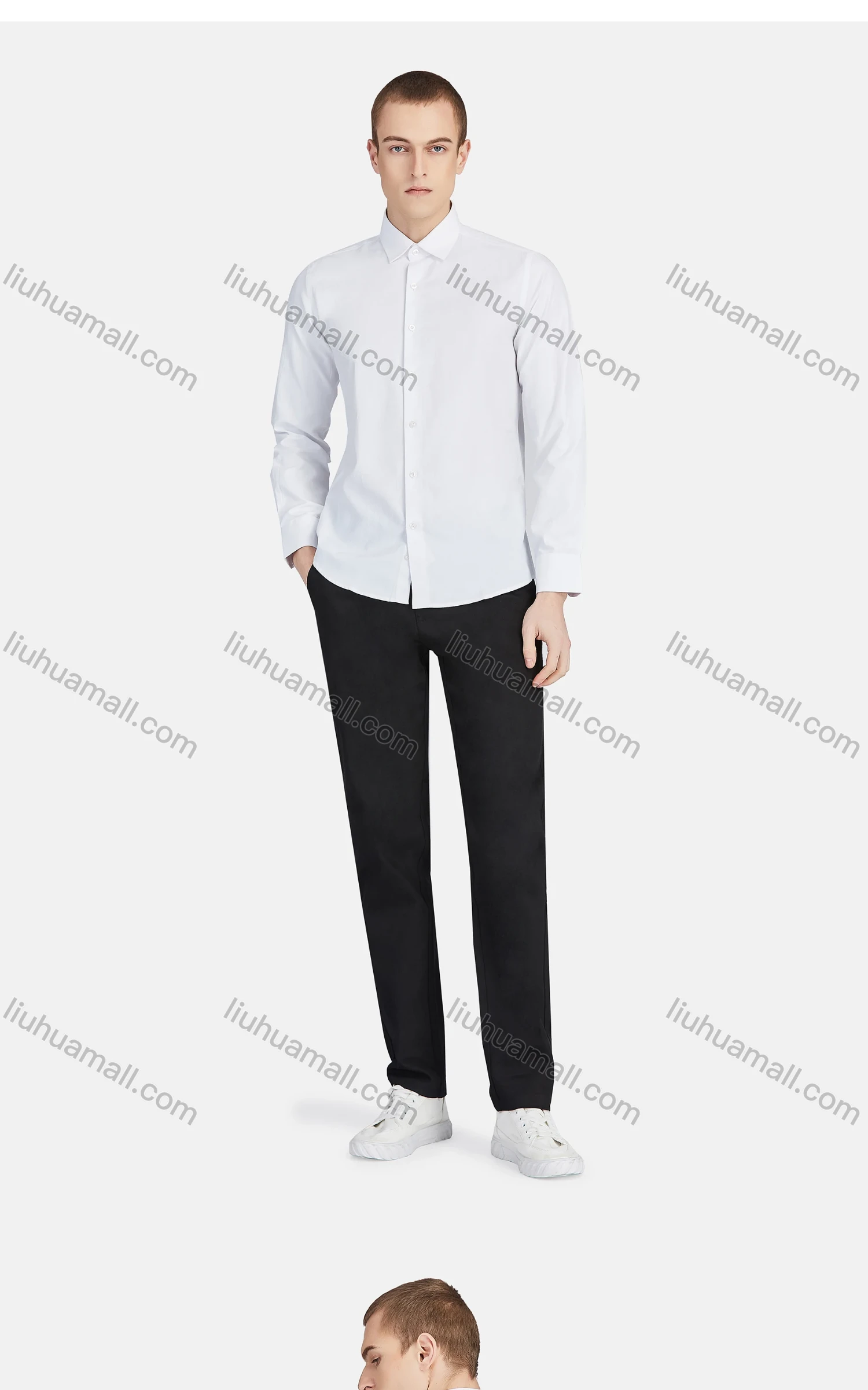 Wholesale Men's Casual Collared Long Sleeve Button Down Plain Shirt 730-1# - Liuhuamall