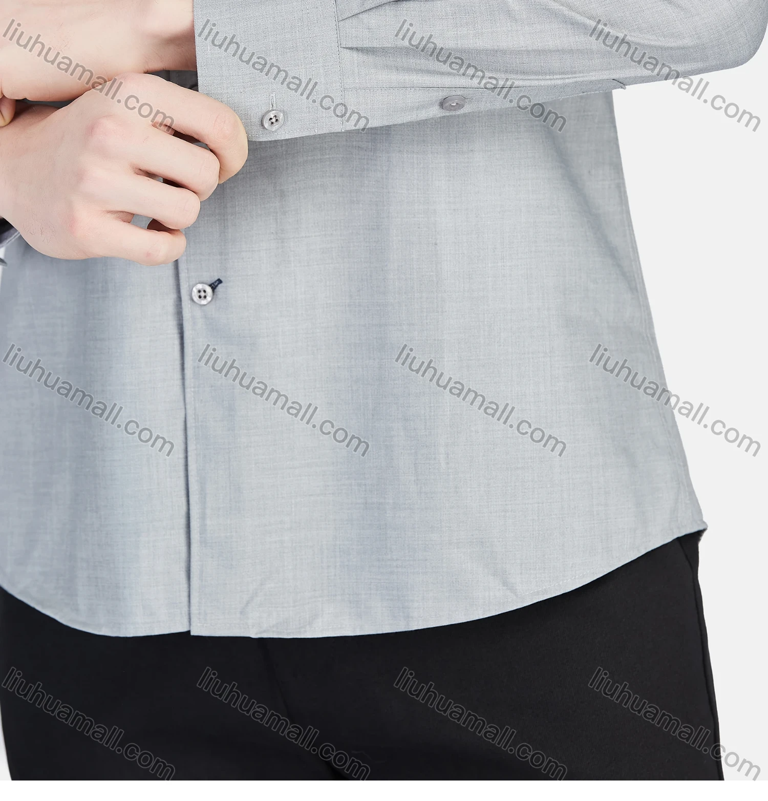 Wholesale Men's Casual Collared Long Sleeve Button Down Plain Shirt 5003# - Liuhuamall