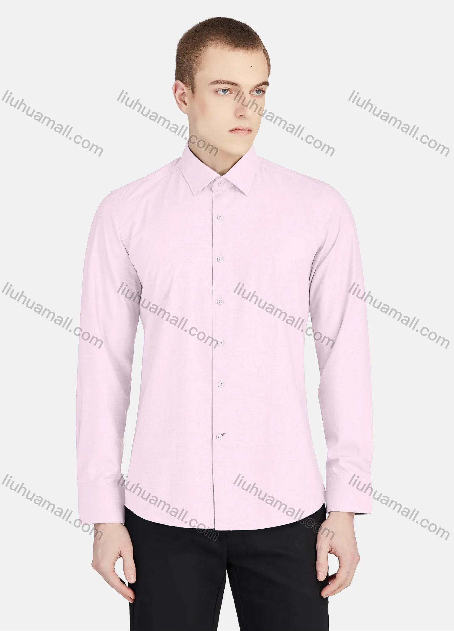 Wholesale Men's Casual Collared Long Sleeve Button Down Plain Shirt 5003# - Liuhuamall