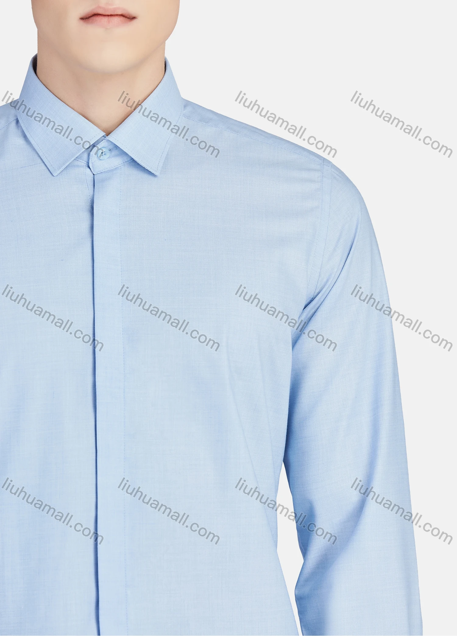 Wholesale Men's Casual Collared Long Sleeve Button Down Plain Shirt 5011# - Liuhuamall