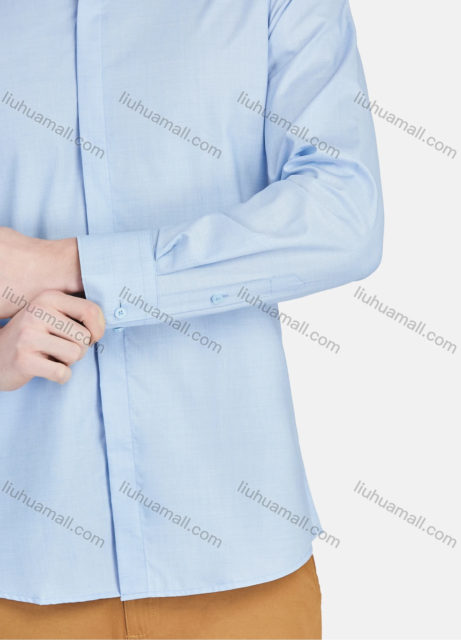 Wholesale Men's Casual Collared Long Sleeve Button Down Plain Shirt 5011# - Liuhuamall