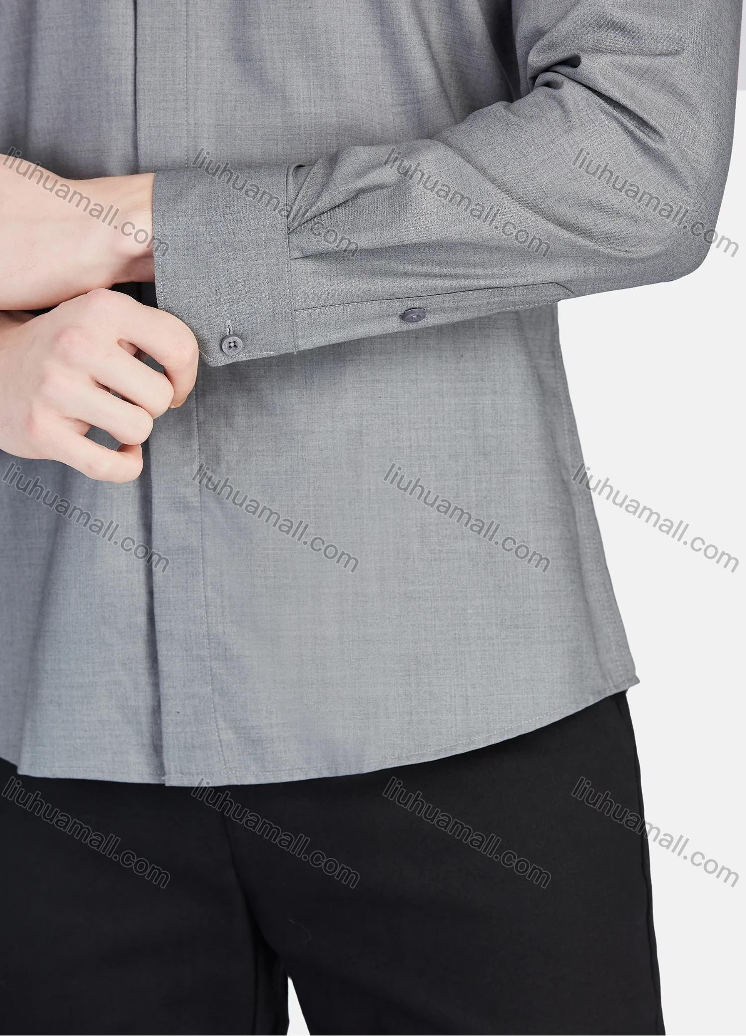 Wholesale Men's Casual Plain Collared Long Sleeve Button Down Shirt 5005# - Liuhuamall