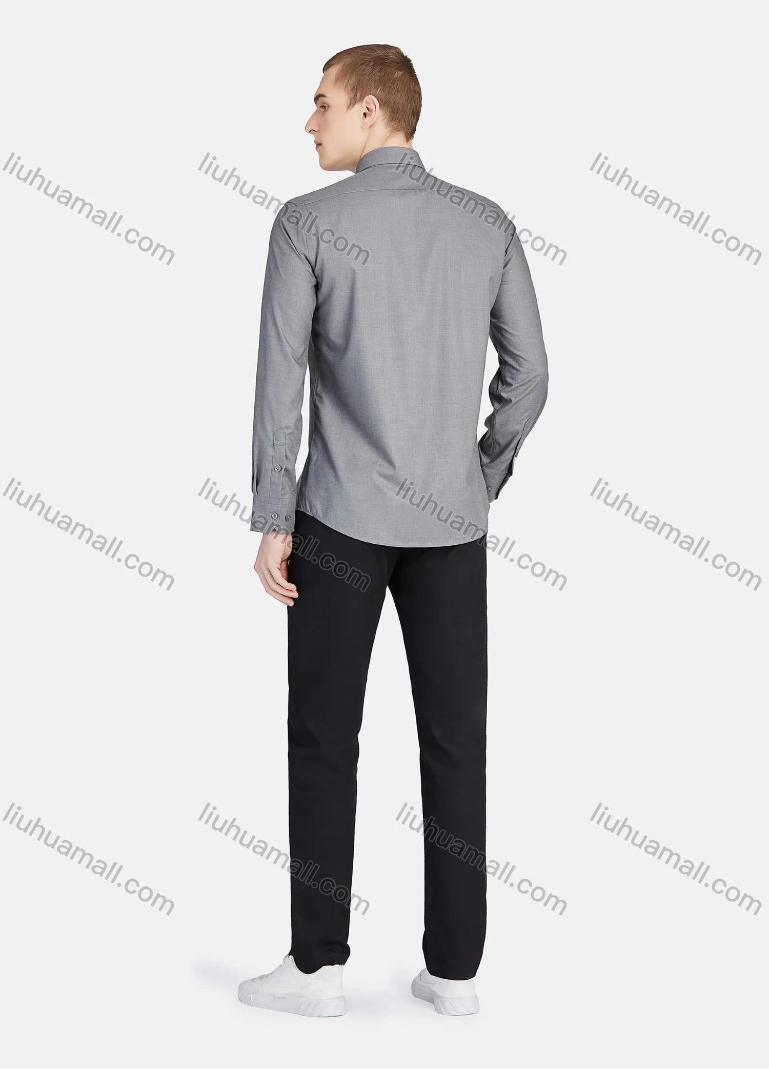 Wholesale Men's Casual Plain Collared Long Sleeve Button Down Shirt 5005# - Liuhuamall