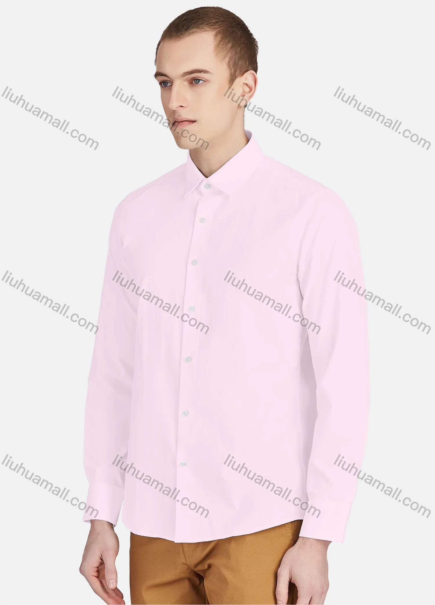 Wholesale Men's Casual Plain Collared Long Sleeve Button Down Shirt 713-1# - Liuhuamall