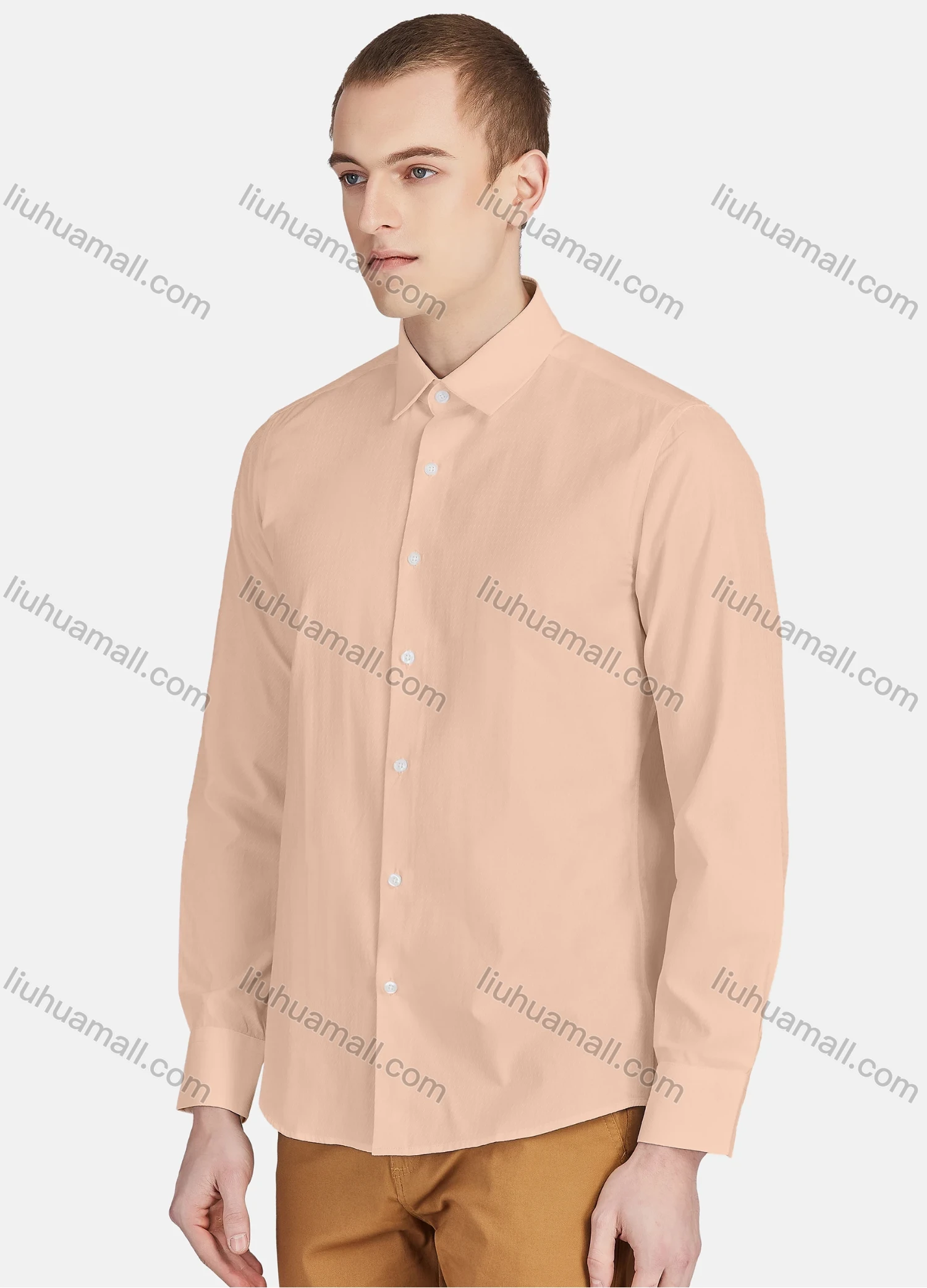 Wholesale Men's Casual Plain Collared Long Sleeve Button Down Shirt 713-1# - Liuhuamall