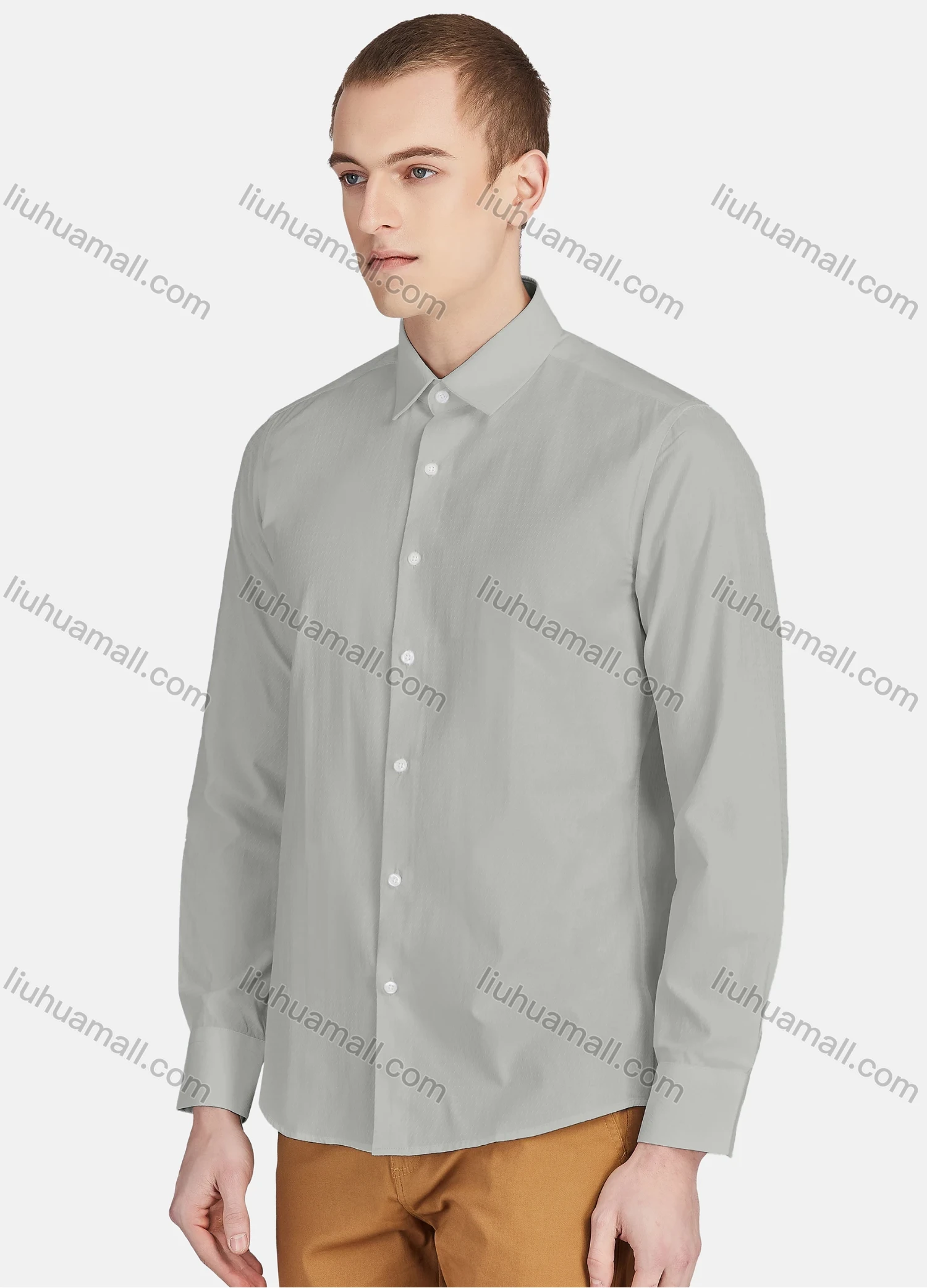 Wholesale Men's Casual Plain Collared Long Sleeve Button Down Shirt 713-1# - Liuhuamall