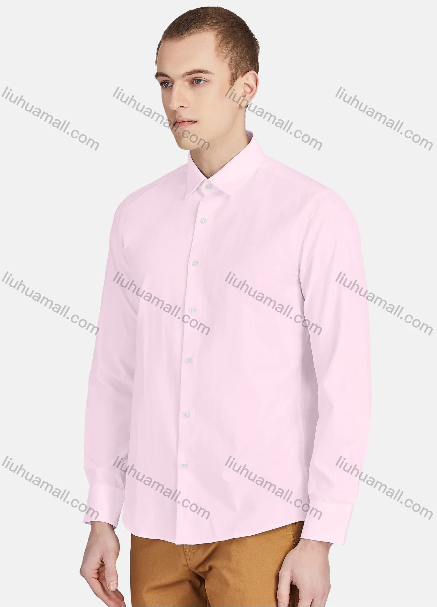 Wholesale Men's Casual Plain Collared Long Sleeve Button Down Shirt 713-1# - Liuhuamall