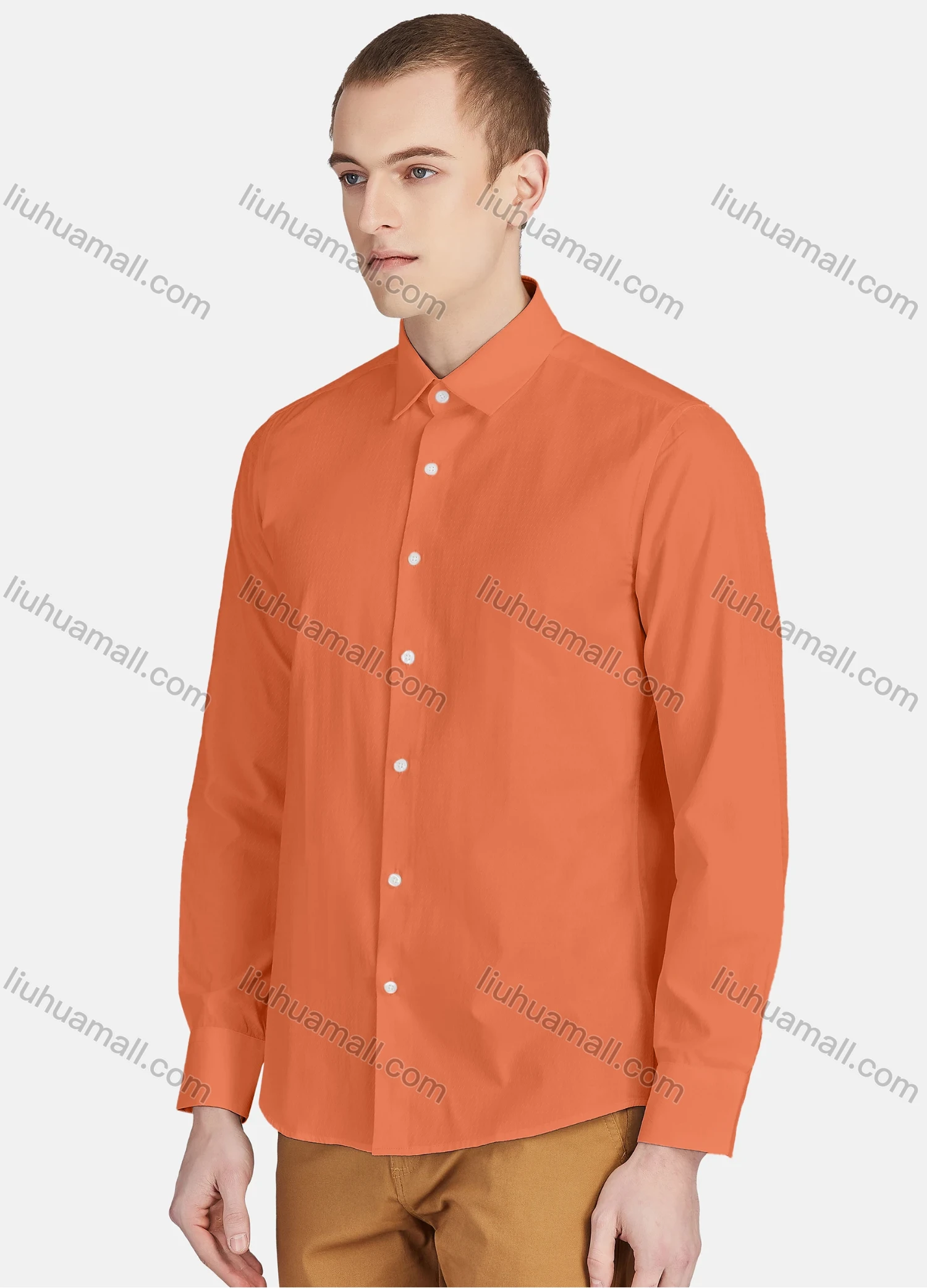 Wholesale Men's Casual Plain Collared Long Sleeve Button Down Shirt 713-1# - Liuhuamall