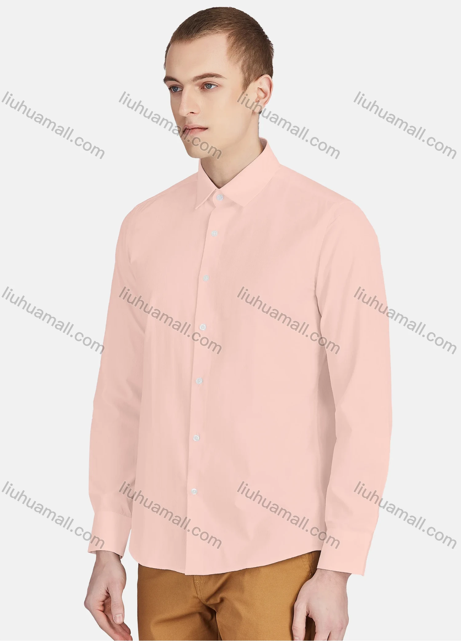 Wholesale Men's Casual Plain Collared Long Sleeve Button Down Shirt 713-1# - Liuhuamall