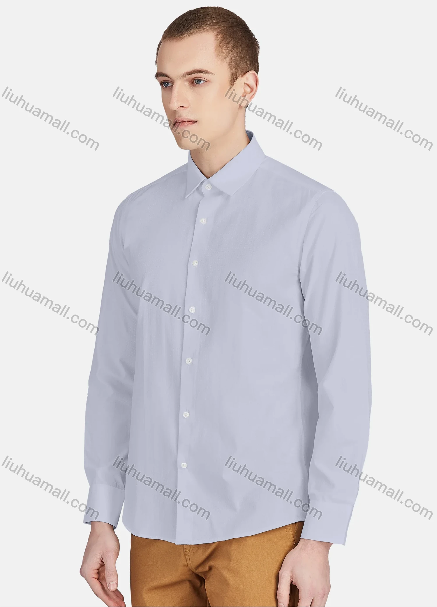 Wholesale Men's Casual Plain Collared Long Sleeve Button Down Shirt 713-1# - Liuhuamall