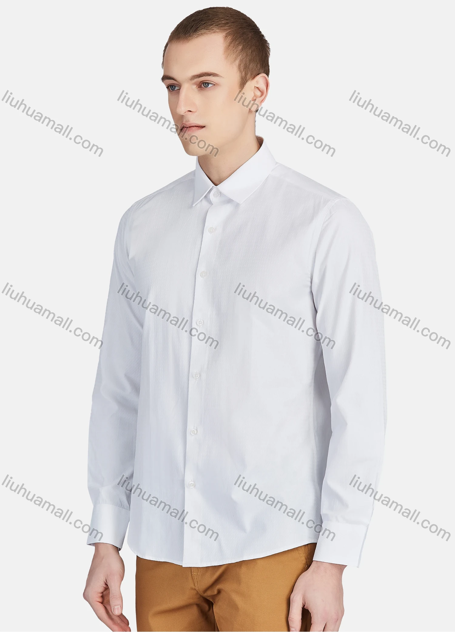 Wholesale Men's Casual Plain Collared Long Sleeve Button Down Shirt 713-1# - Liuhuamall