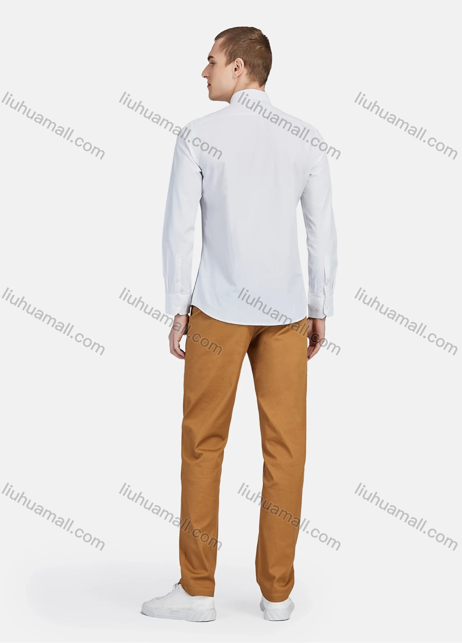 Wholesale Men's Casual Plain Collared Long Sleeve Button Down Shirt 713-1# - Liuhuamall