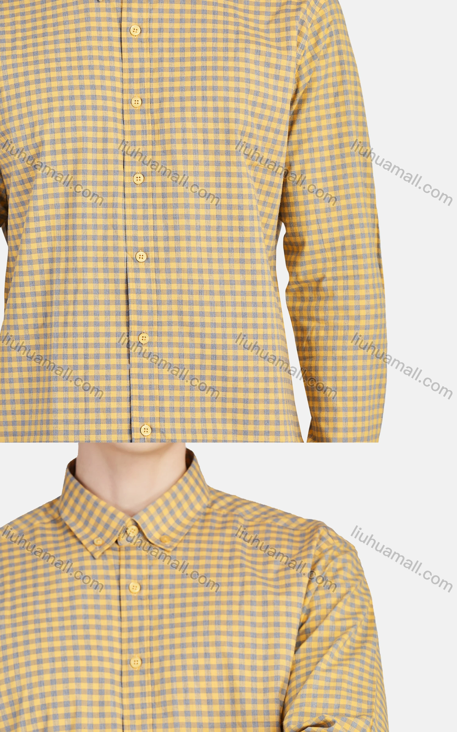 Wholesale Men's Casual Collared Long Sleeve Button Down Plaid Shirt 7-43# - Liuhuamall