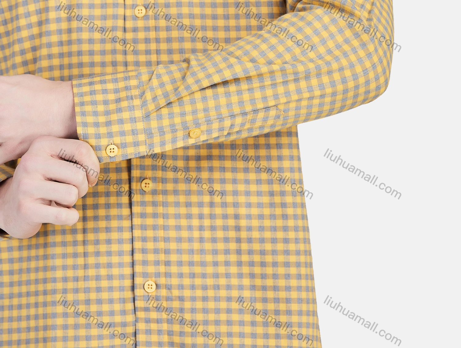 Wholesale Men's Casual Collared Long Sleeve Button Down Plaid Shirt 7-43# - Liuhuamall