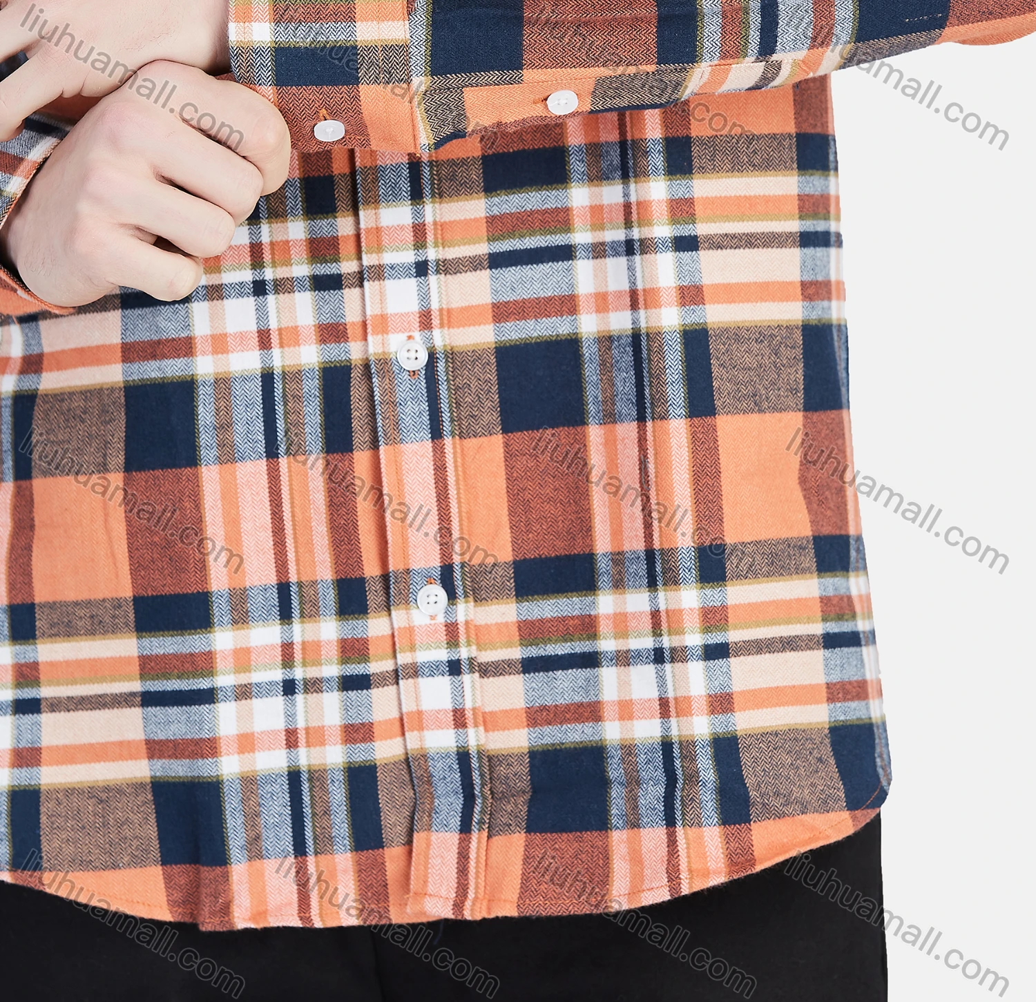 Wholesale Men's Casual Collared Long Sleeve Button Down Plaid Shirt 7-324# - Liuhuamall