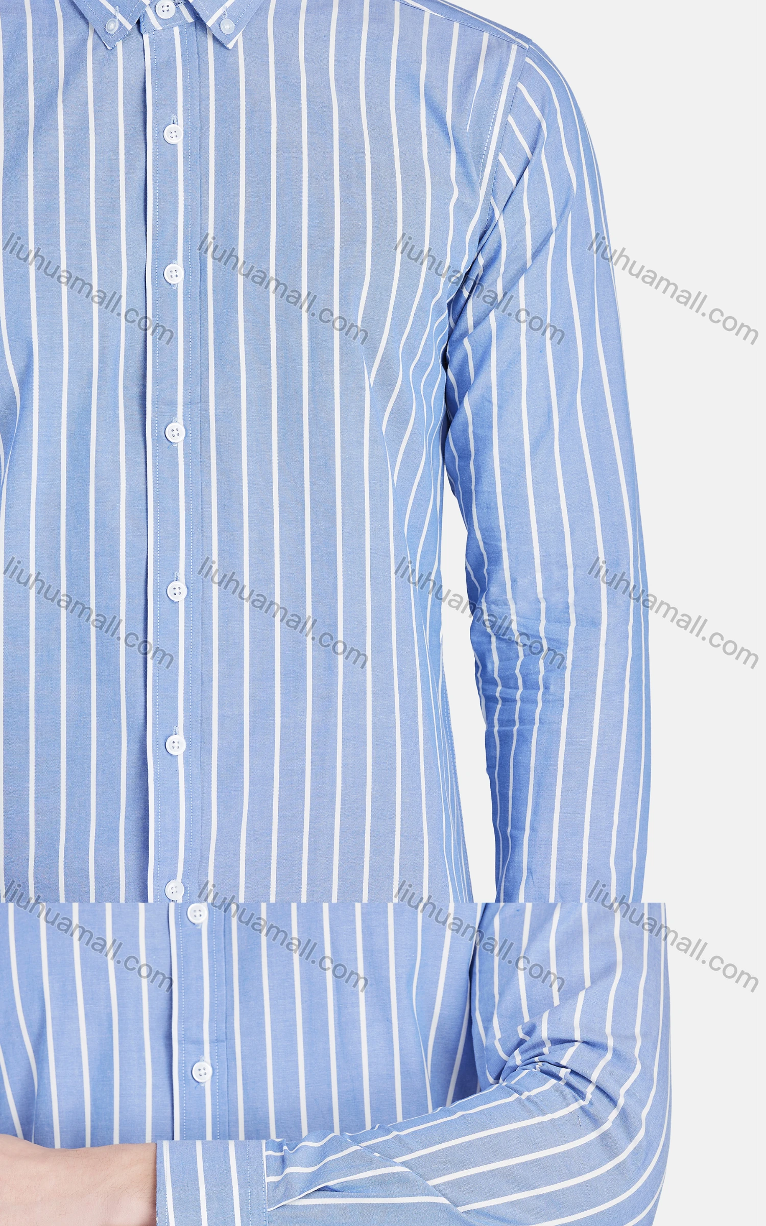 Wholesale Men's Casual Collared Long Sleeve Button Down Striped Shirt 7-332# - Liuhuamall