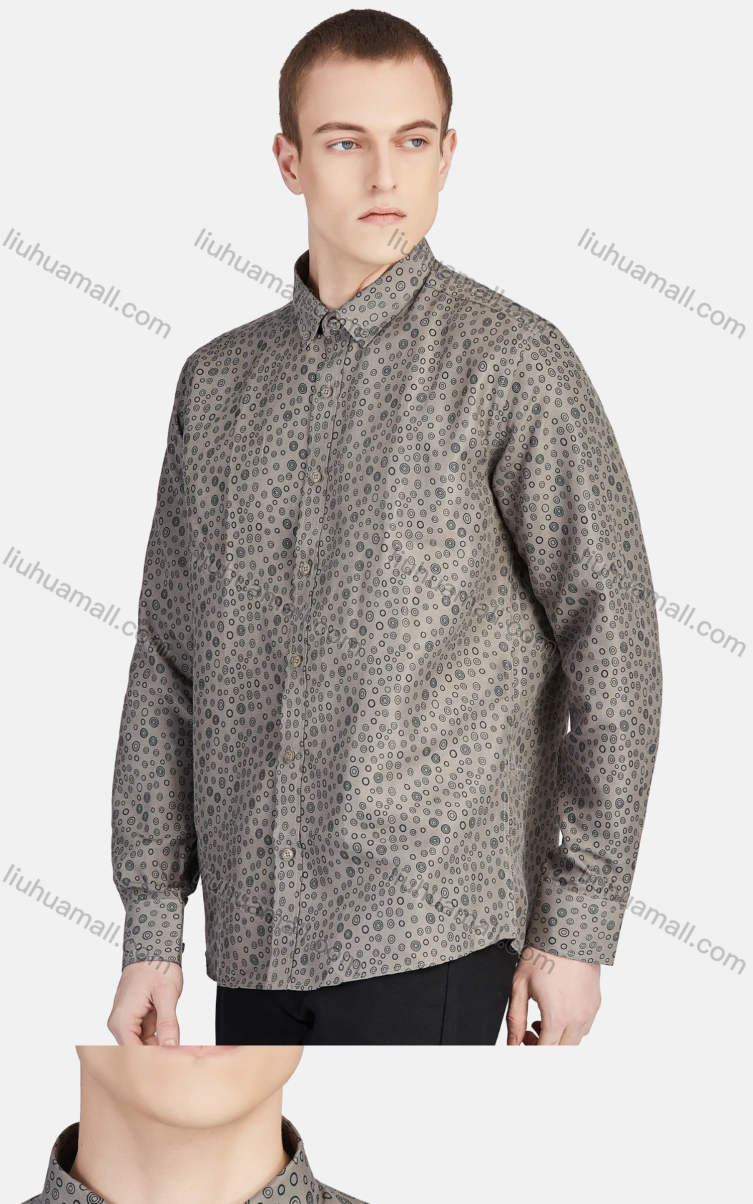 Wholesale Men's Casual Collared Long Sleeve Button Down Shirt 7-122# - Liuhuamall
