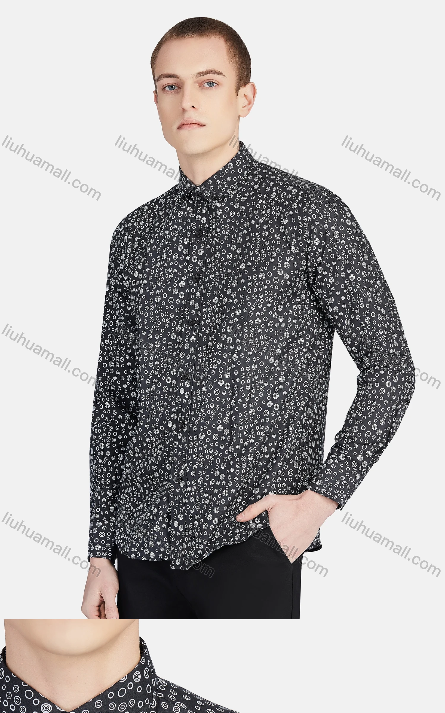 Wholesale Men's Casual Collared Long Sleeve Button Down Shirt 7-123# - Liuhuamall