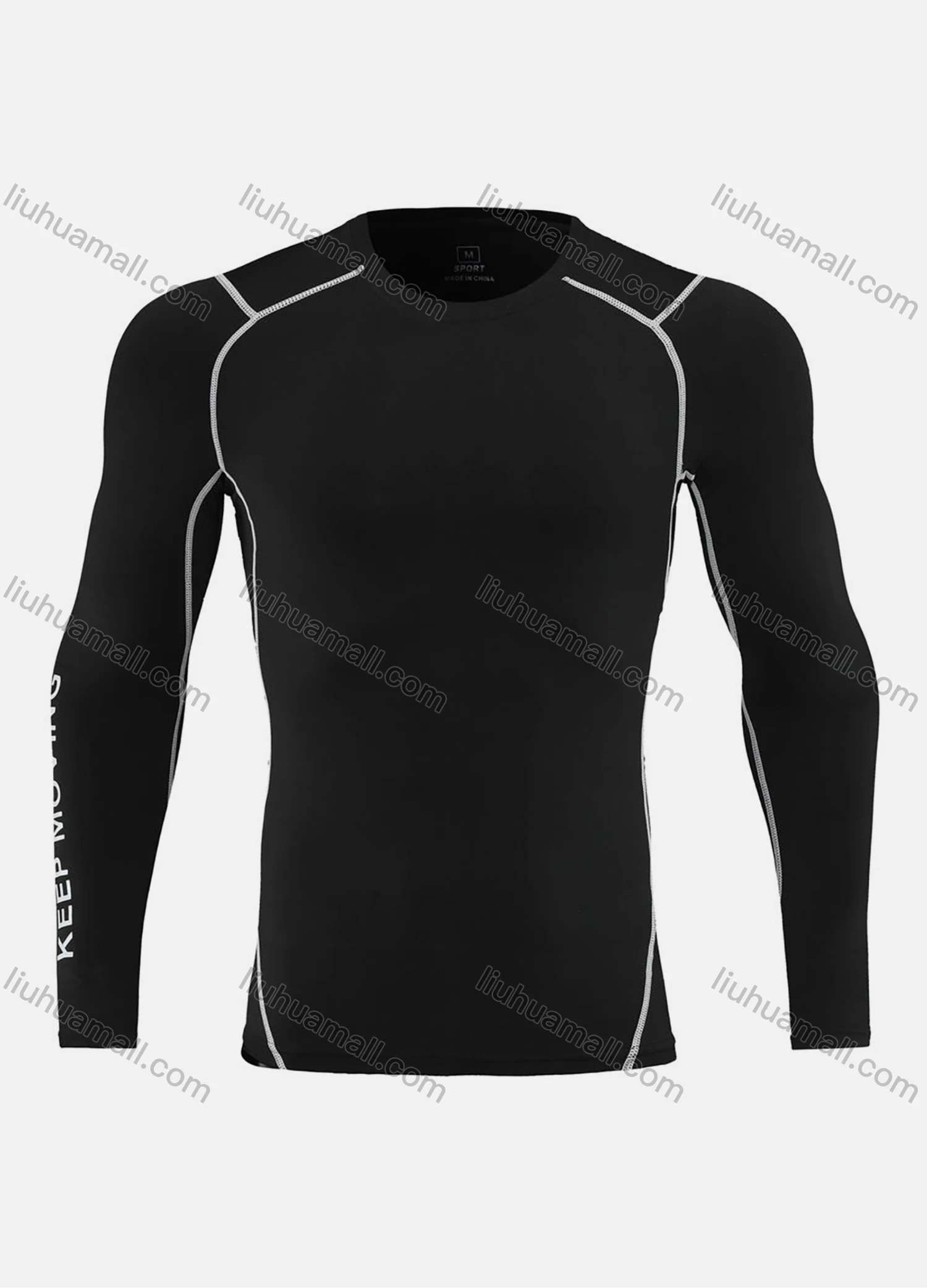 Wholesale Men's Athletic Workout Round Neck Long Sleeve Compression Shirts 227# - Liuhuamall