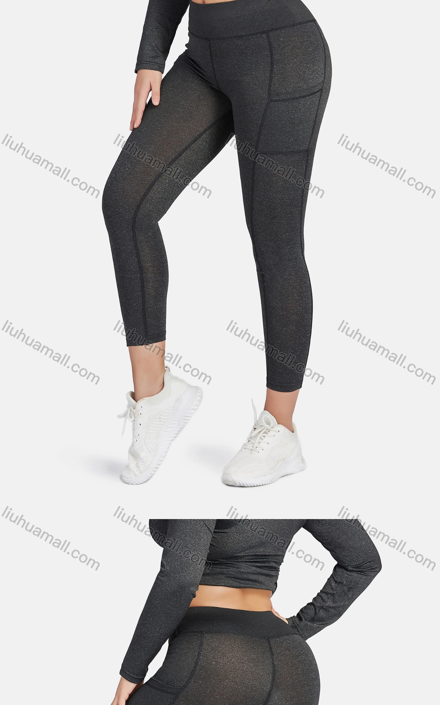 Wholesale Women's Sporty High Neck Plain Zipper Long Sleeve Top & Jogger Set - Liuhuamall