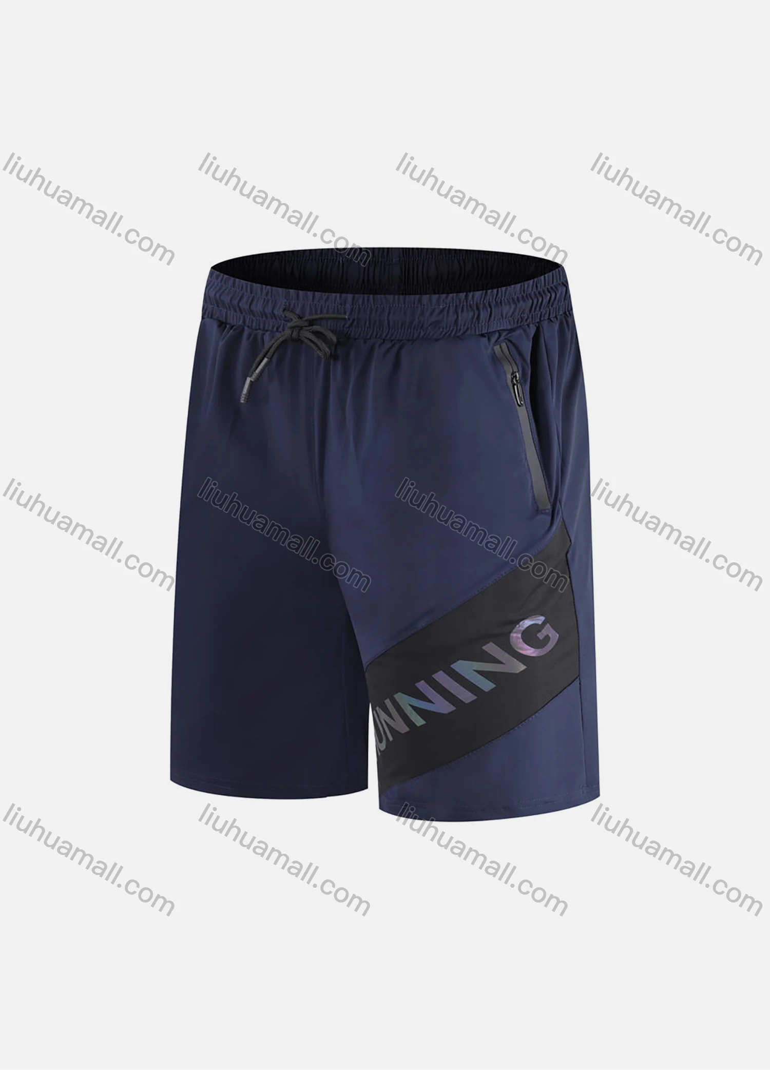 Wholesale Men's Athletic Workout Striped Reflective Letter Graphic Drawstring Elastic Waist Shorts 0862# - Liuhuamall