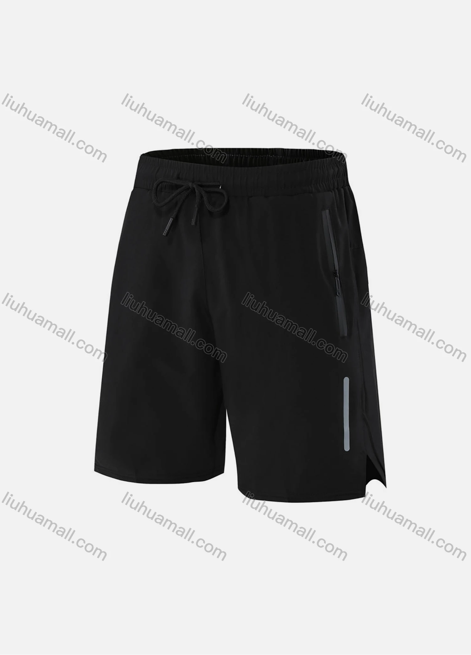 Wholesale Men's Athletic Workout Plain Zipper Pockets Drawstring Elastic Waist Shorts 202039# - Liuhuamall