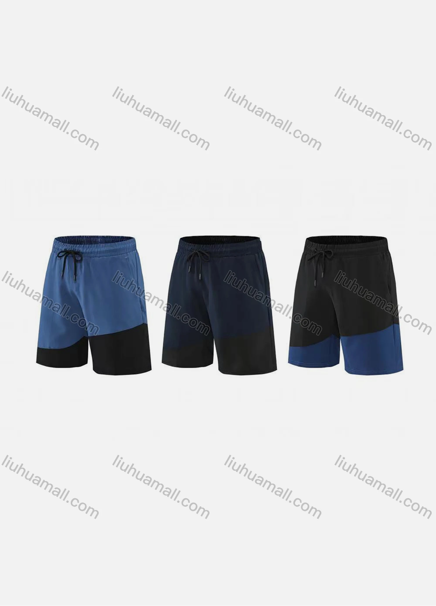 Wholesale Men's Athletic Workout Plain & Colorblock Drawstring Elastic Waist Shorts 202031# - Liuhuamall