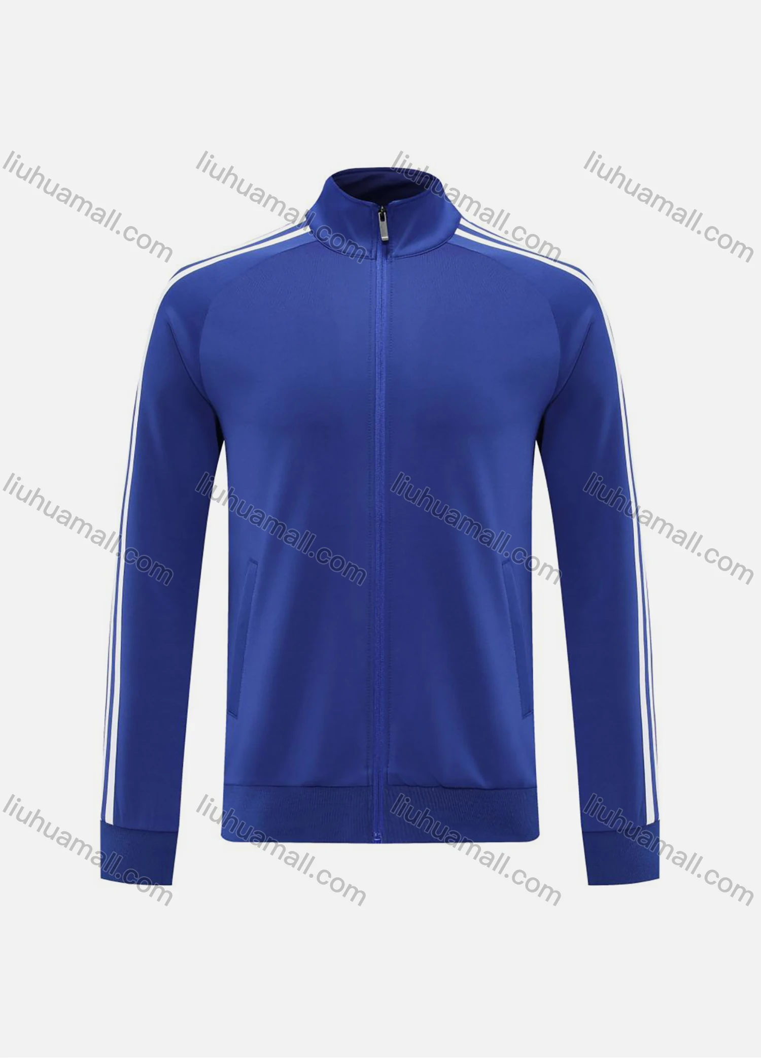 Wholesale Men's Athletic Striped Stand Collar Zip Long Sleeve Sweatshirt - Liuhuamall