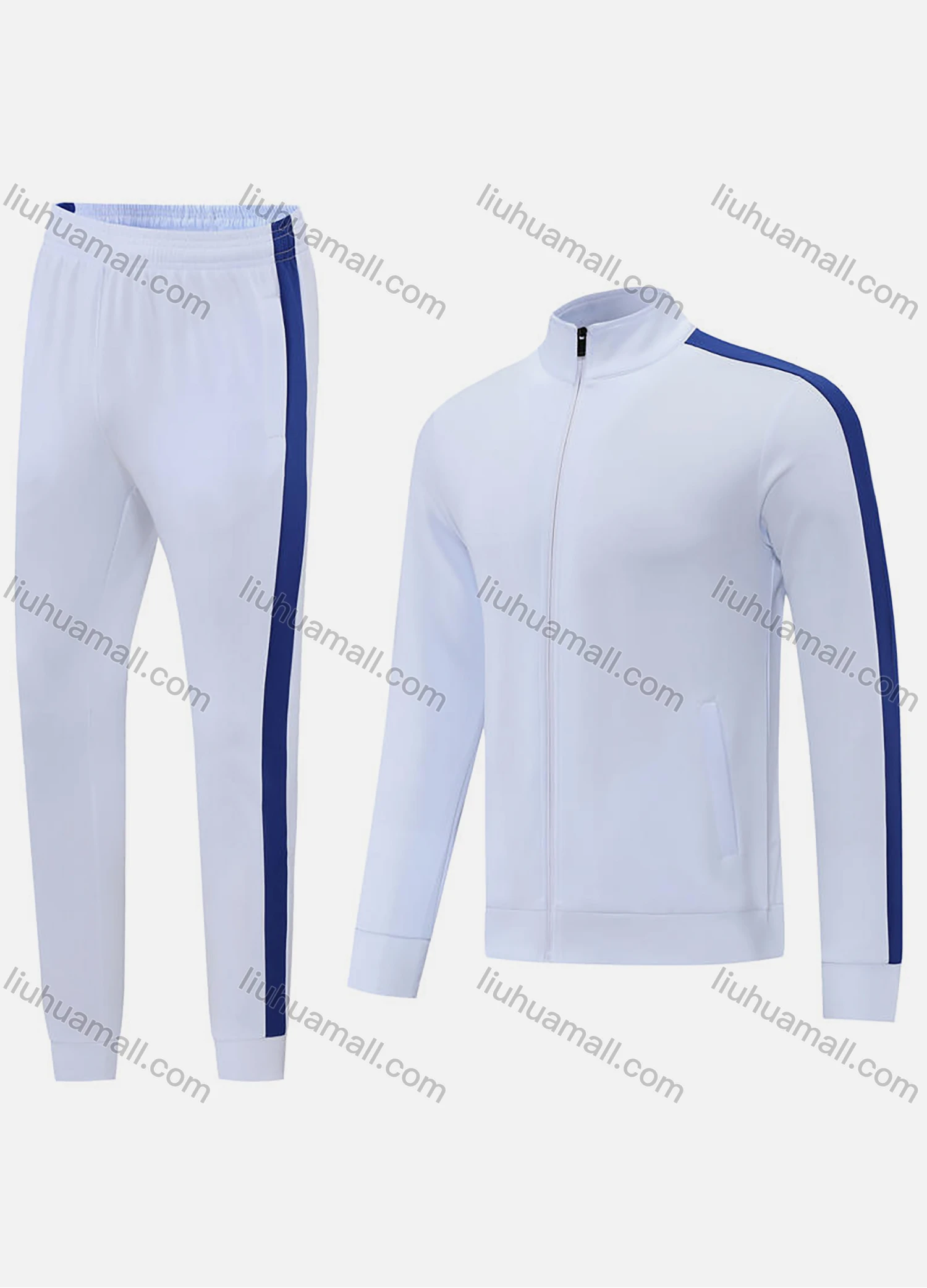 Wholesale Men's Athletic Striped Zip Long Sleeve Sweatshirt & Elastic Waist Ankle Length Jogger 2 Piece Set 2003#2004# - Liuhuamall