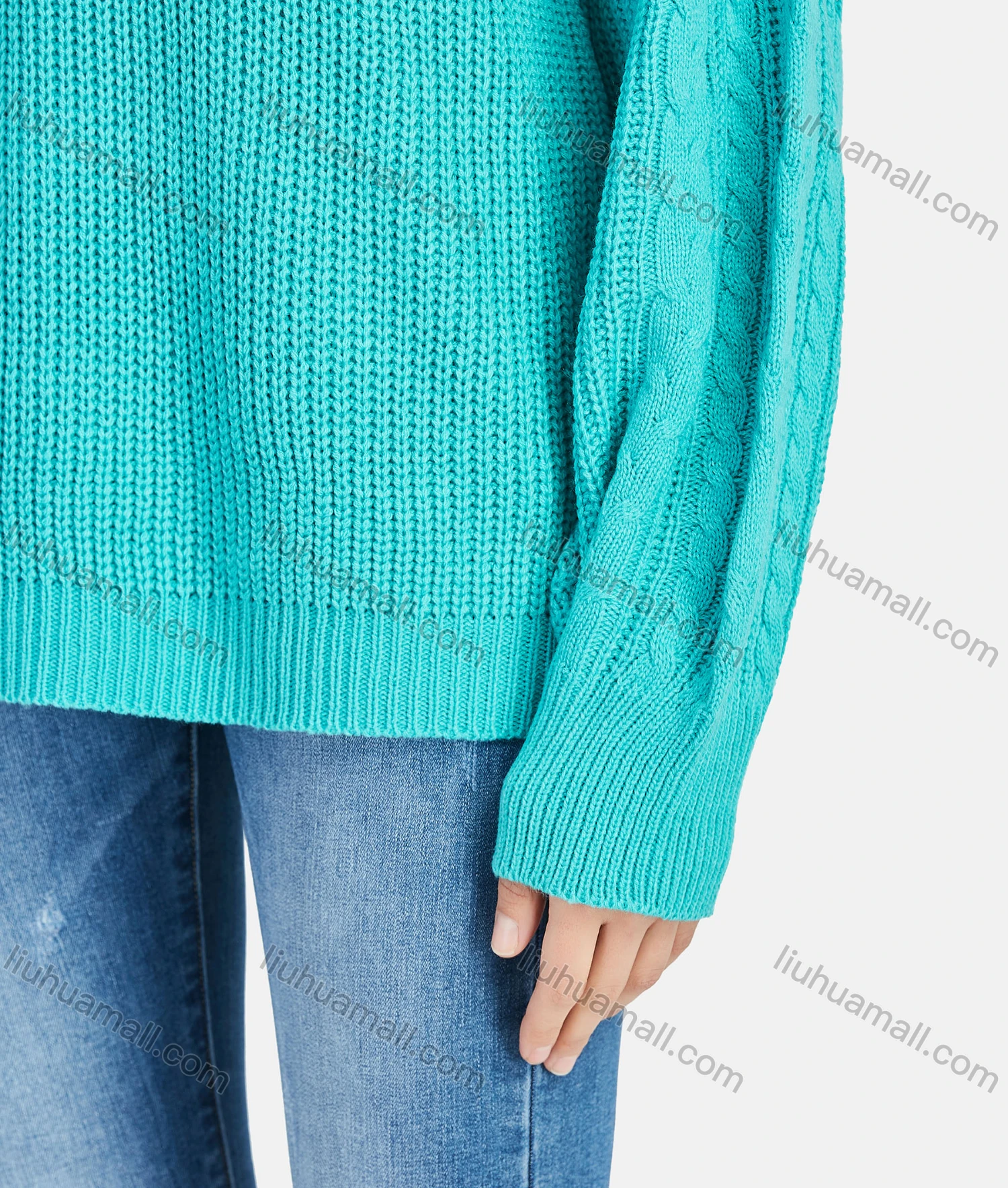 Wholesale Women's Casual Crew Neck Long Sleeve Patch Pocket Plain Knit Sweater - Liuhuamall