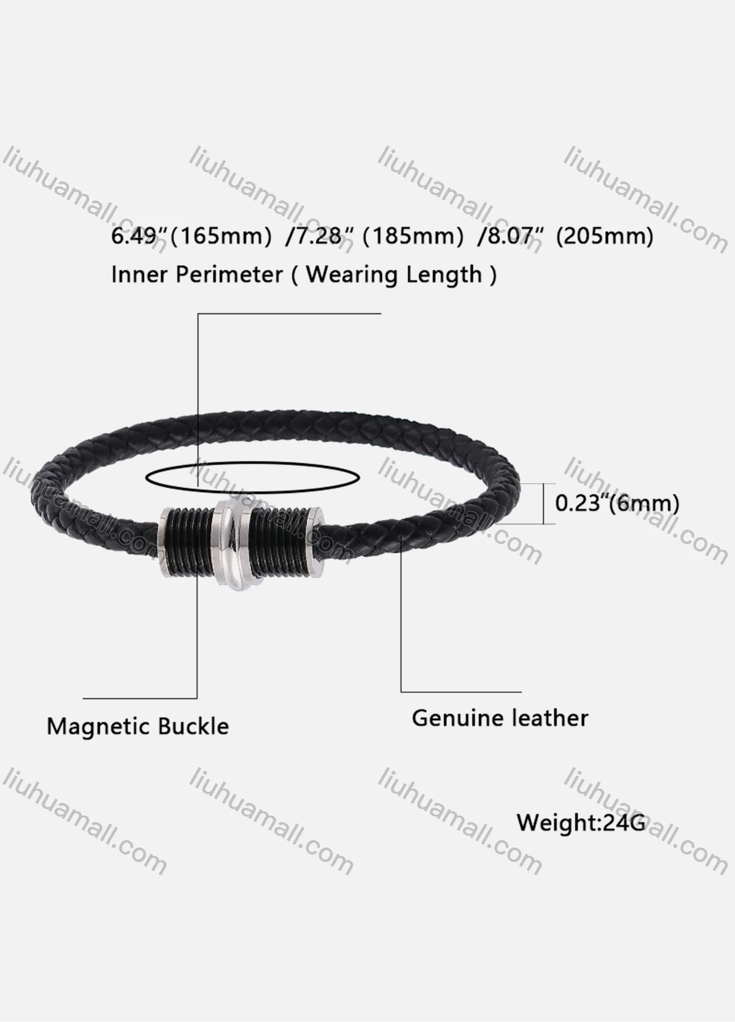 Wholesale Genuine Leather Woven Magnetic Buckle Bracelet PW726H# - Liuhuamall