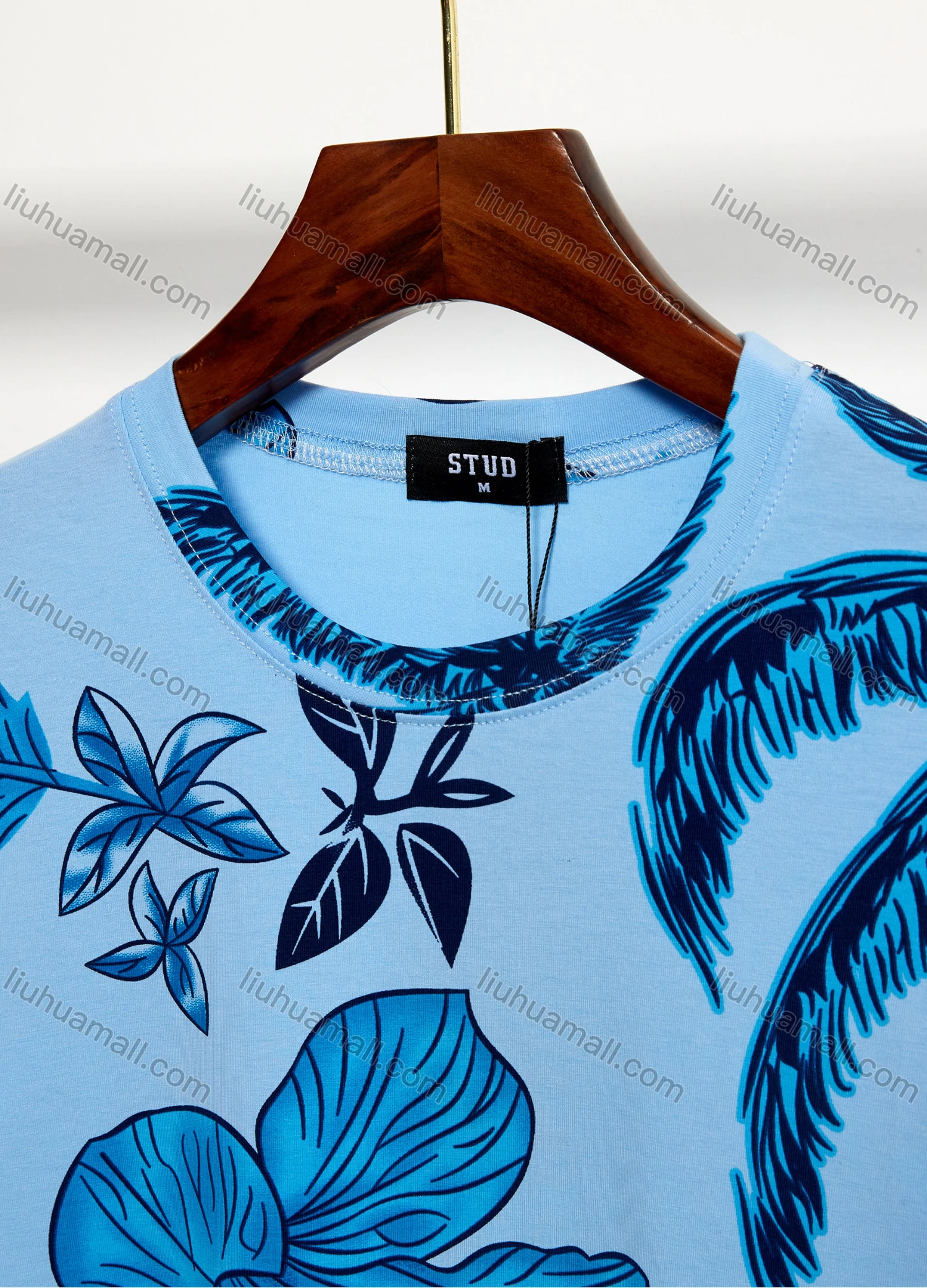 Wholesale Men's Casual 100% Cotton Tropical Print Round Neck Short Sleeve Tee - Liuhuamall
