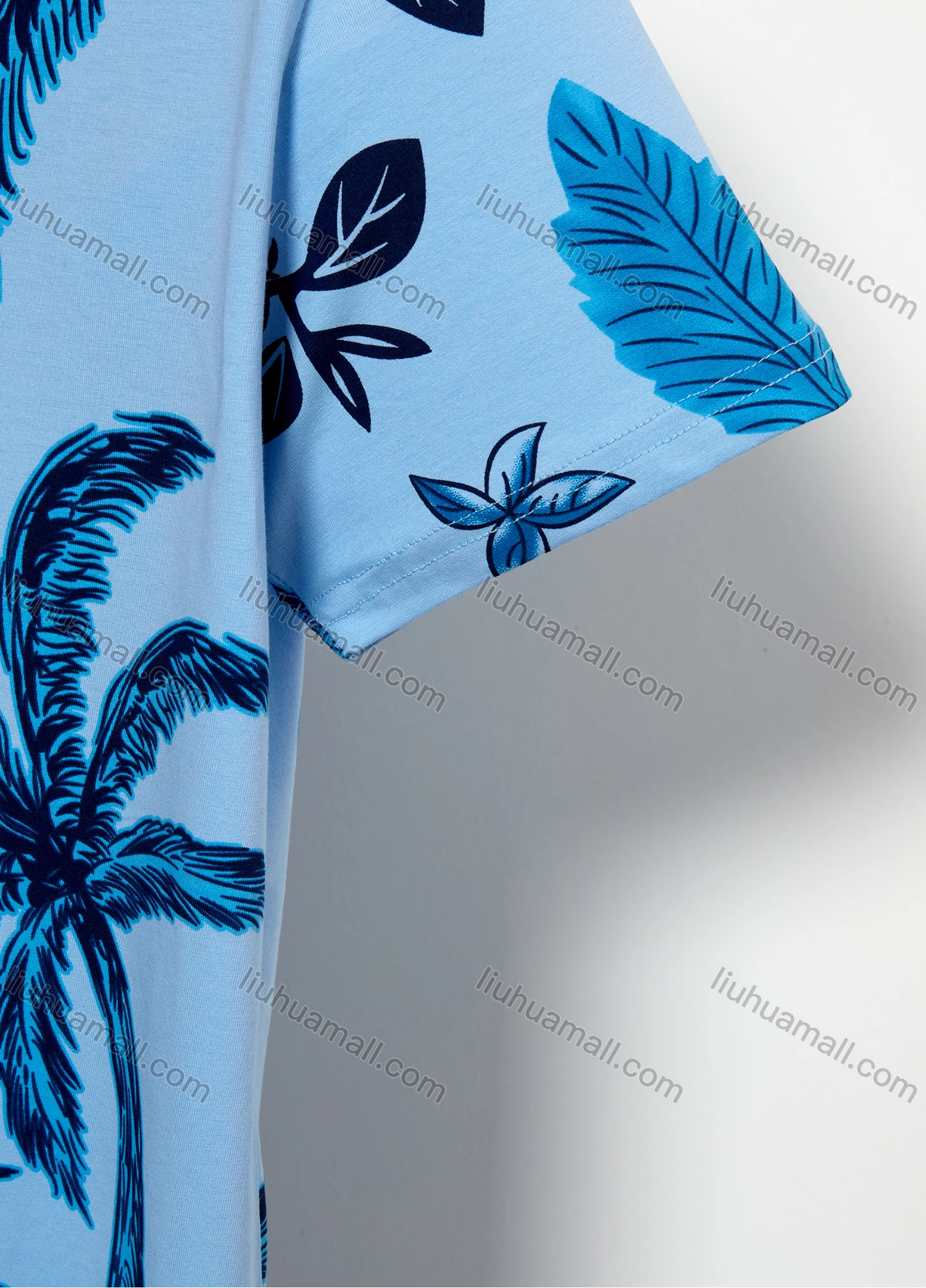 Wholesale Men's Casual 100% Cotton Tropical Print Round Neck Short Sleeve Tee - Liuhuamall