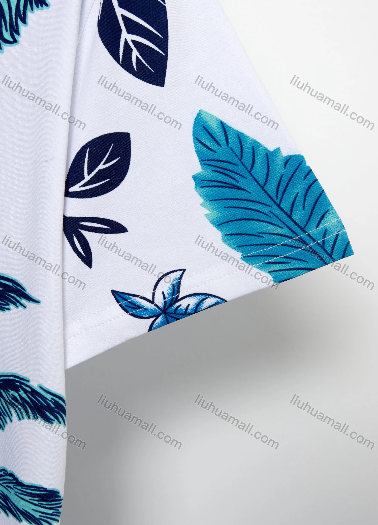 Wholesale Men's Casual 100% Cotton Tropical Print Round Neck Short Sleeve Tee - Liuhuamall
