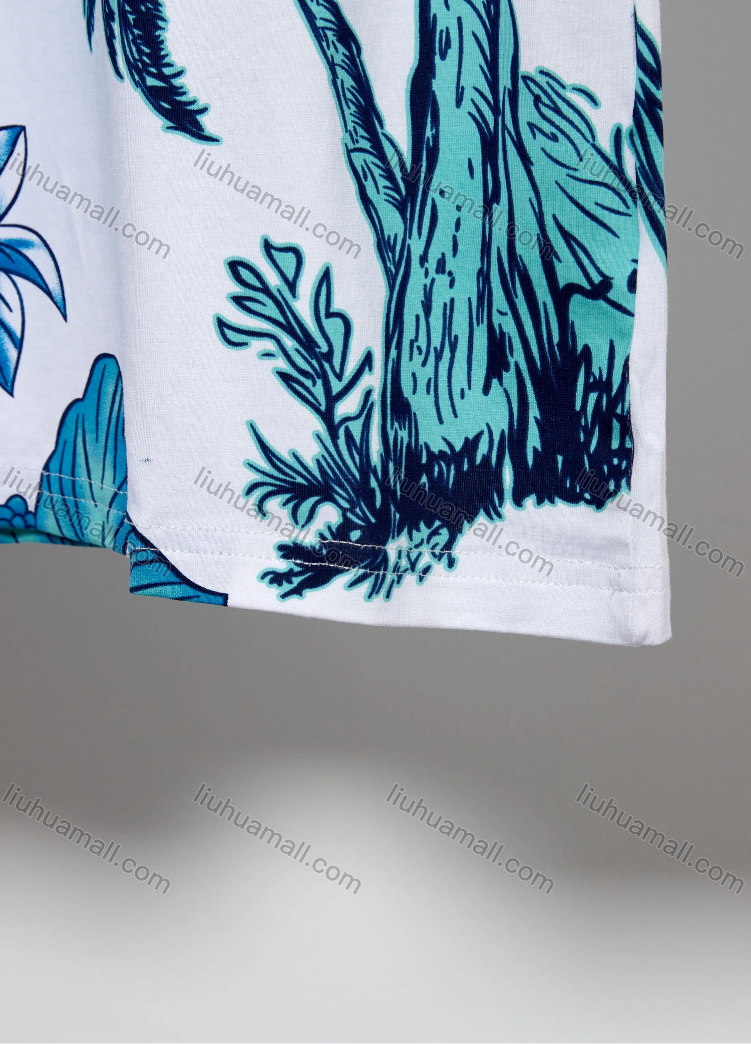 Wholesale Men's Casual 100% Cotton Tropical Print Round Neck Short Sleeve Tee - Liuhuamall