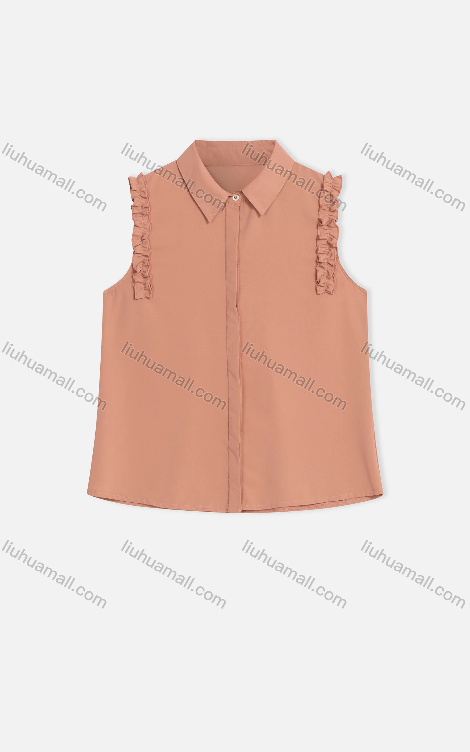 Wholesale Women's Casual Sleeveless Button Down Plain Shirt 1477# - Liuhuamall